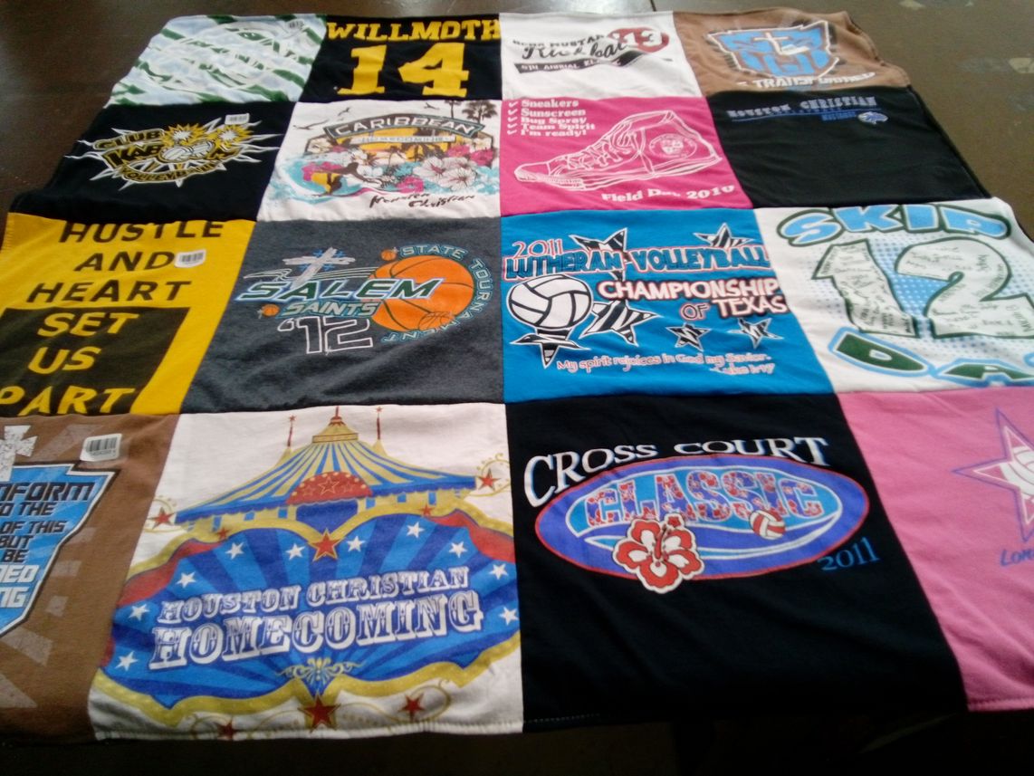 T-shirt quilt featuring salem saints, houston christian by Alicia from TX