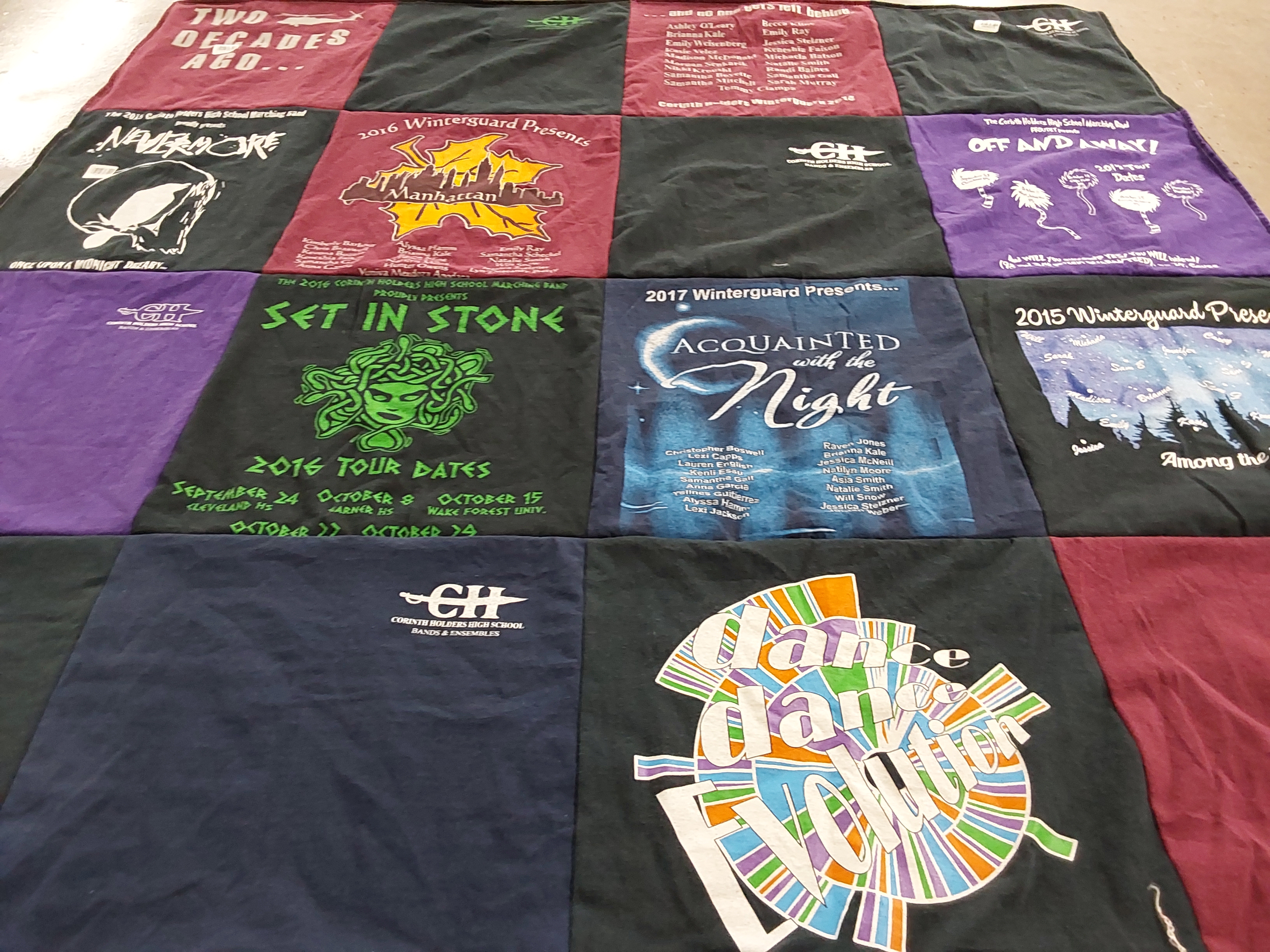 T-shirt quilt from corinth holders high school by Susan from NC