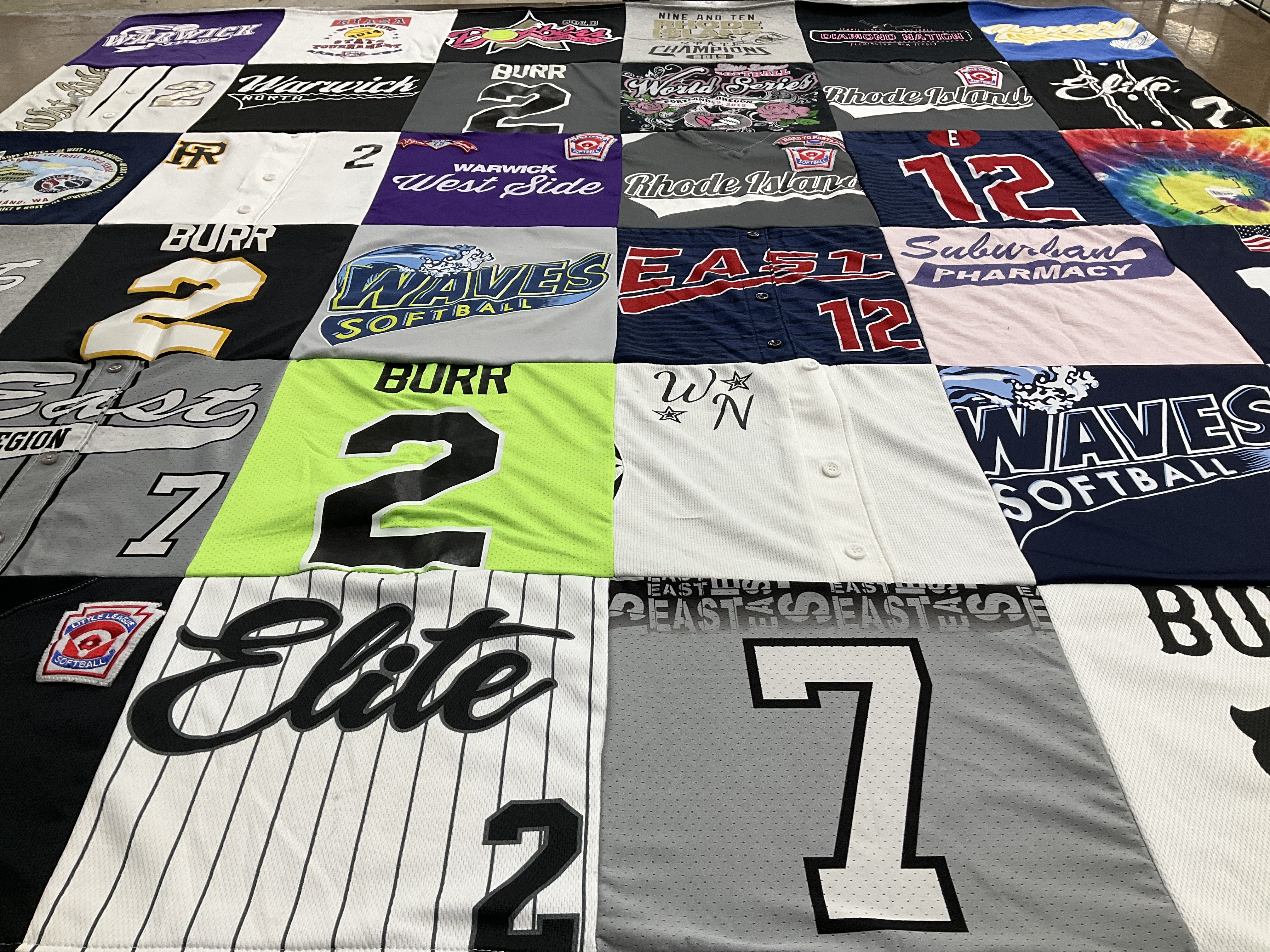 T-shirt quilt featuring waves softball by Shannon from RI
