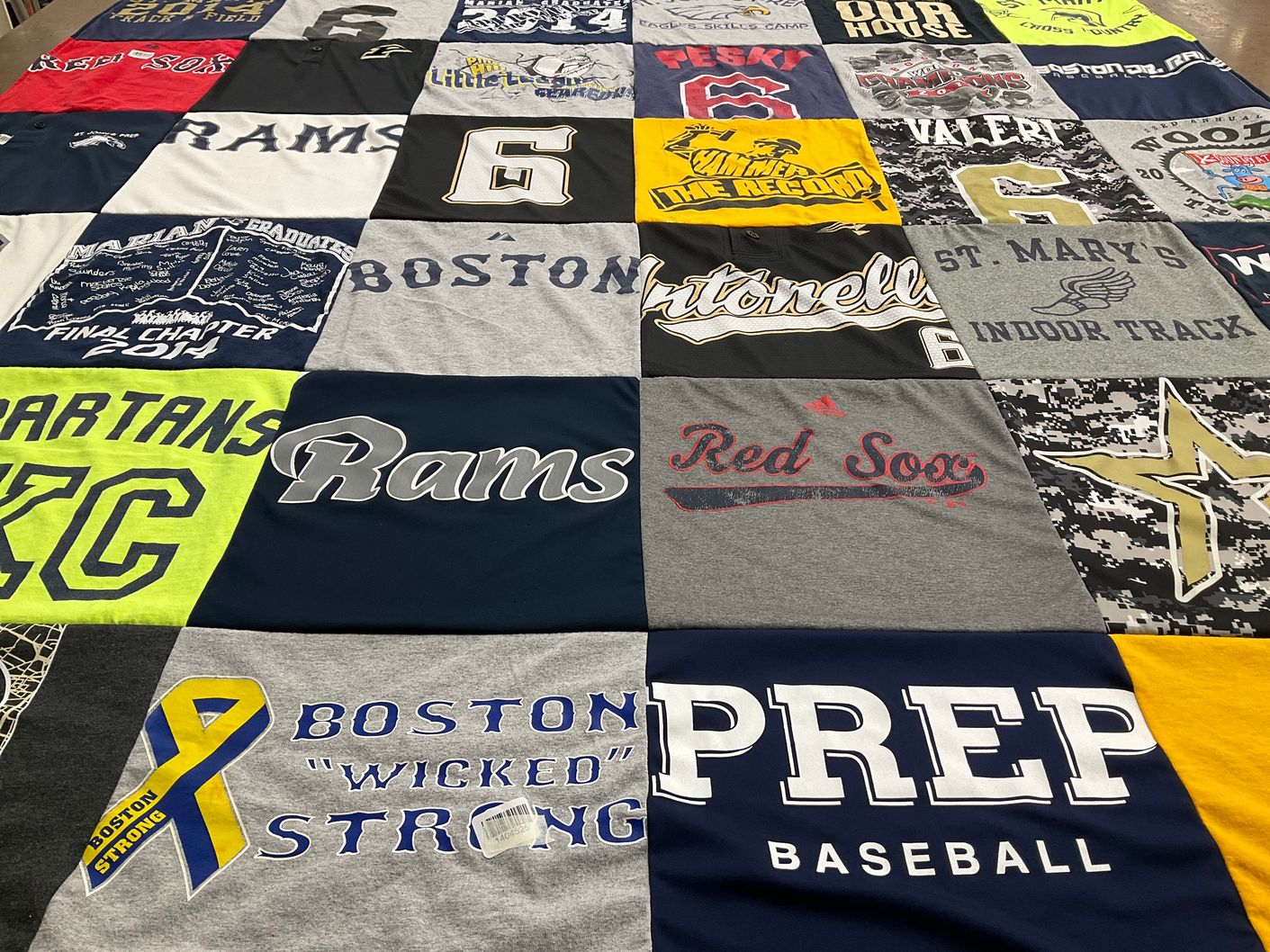 T-shirt quilt featuring red sox, rams by Patricia from FL