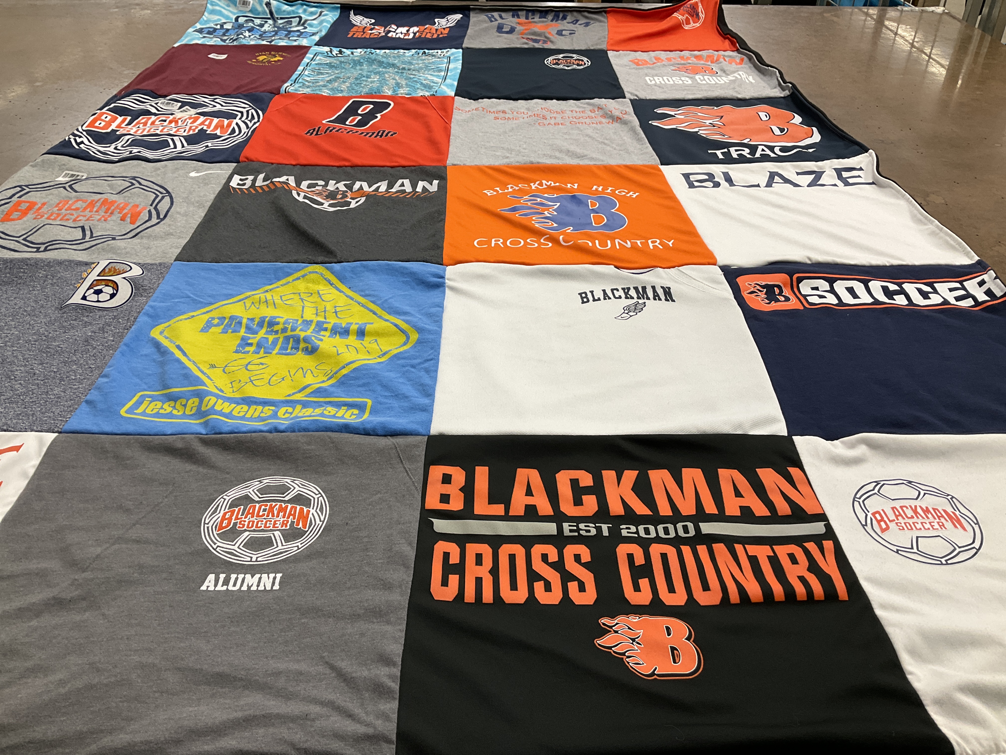 T-shirt quilt featuring blackman high school cross country, blackman high school soccer by Mildred from TN
