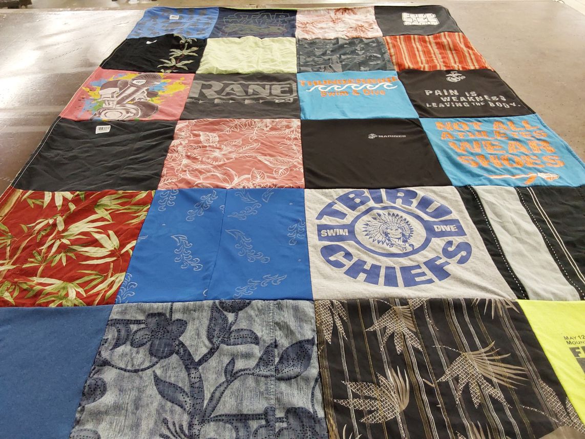 T-shirt quilt featuring tbird swim and dive team by Mary from AZ