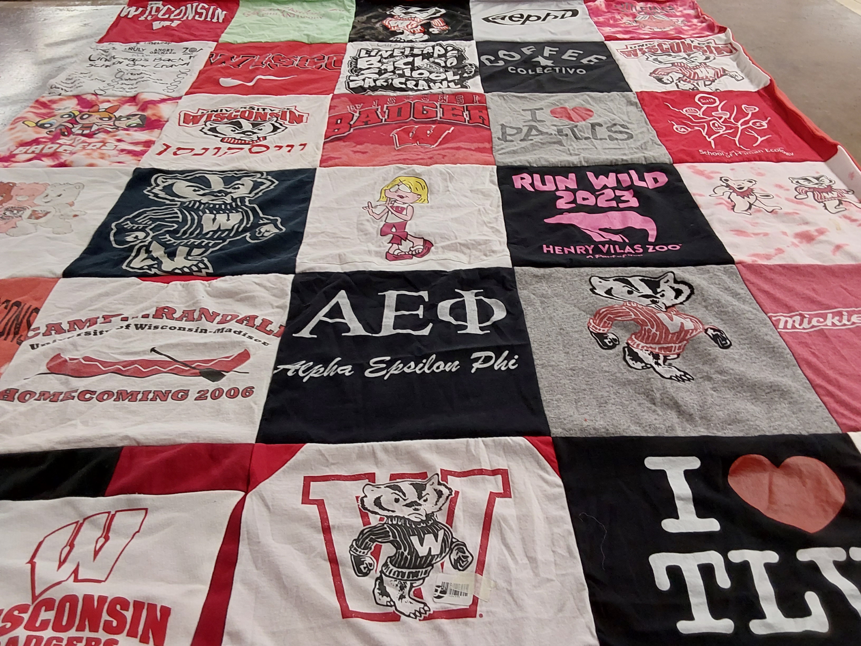 T-shirt quilt featuring wisconsin badgers by beth from FL