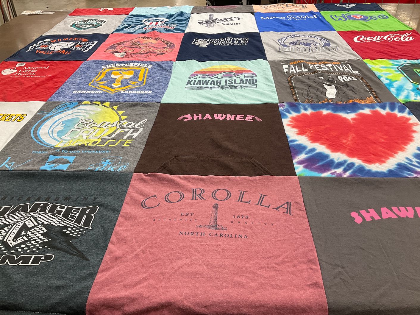 T-shirt quilt with sports, lacrosse themes by Karen from VA