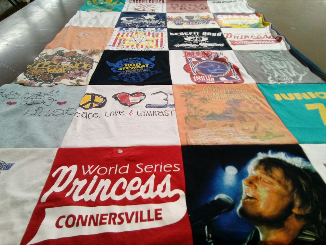 T-shirt quilt with music, gymnastics themes by tamatha from IN