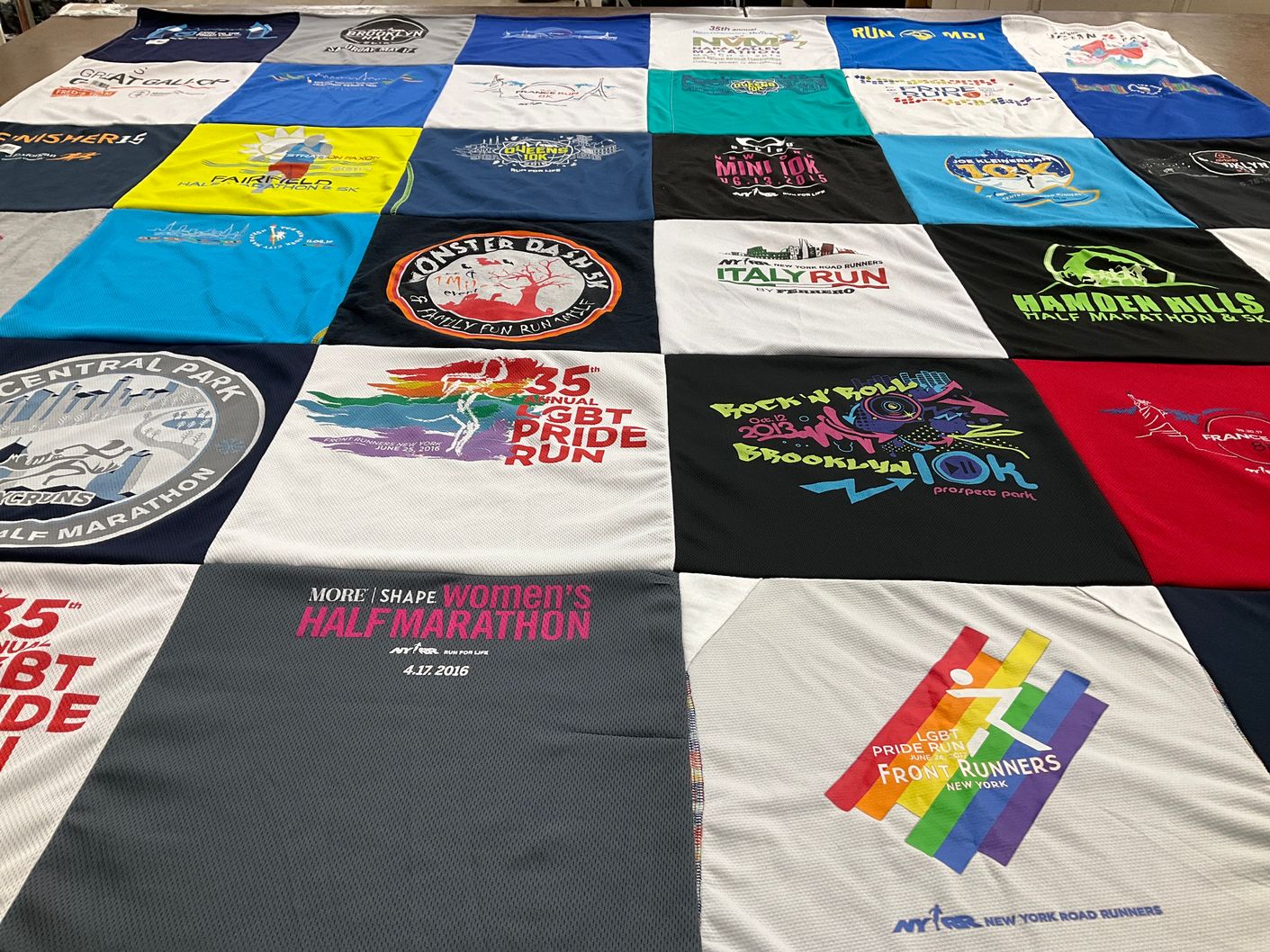 T-shirt quilt with running, marathons themes by Maria from DE