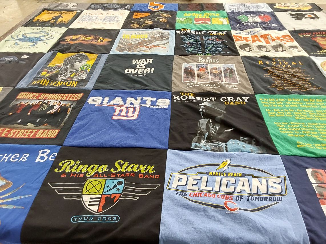 T-shirt quilt featuring new york giants, myrtle beach pelicans by Carmen from SC