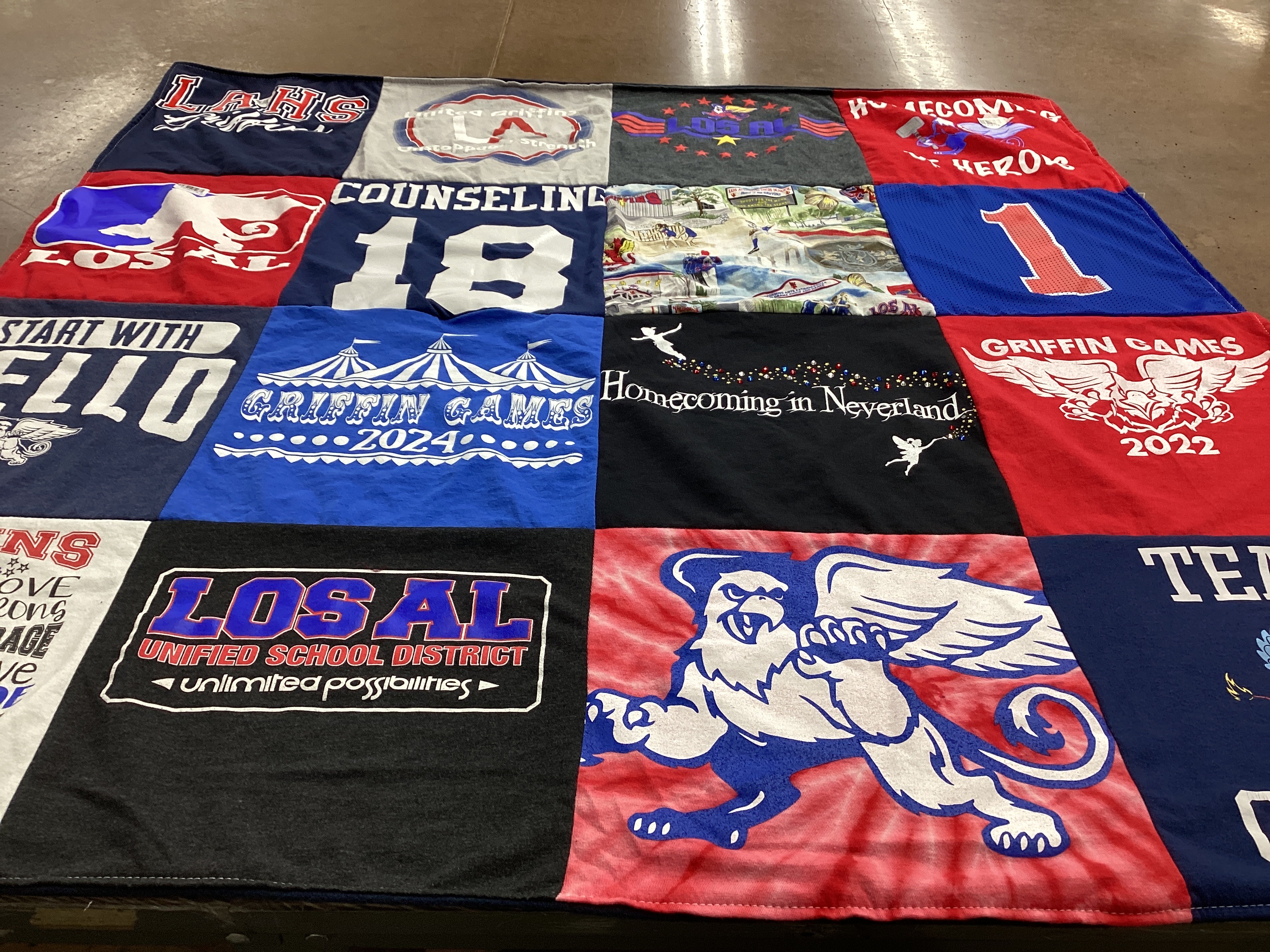 T-shirt quilt from los alamitos high school by Michelle from CA