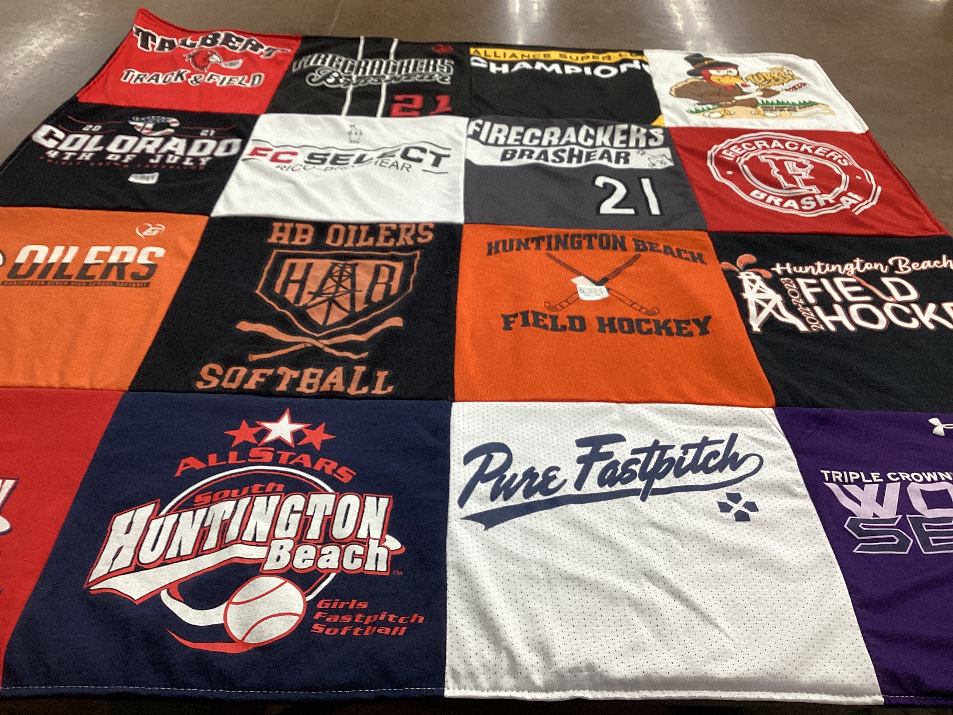 T-shirt quilt featuring huntington beach field hockey, hb oilers softball by Angela from CA