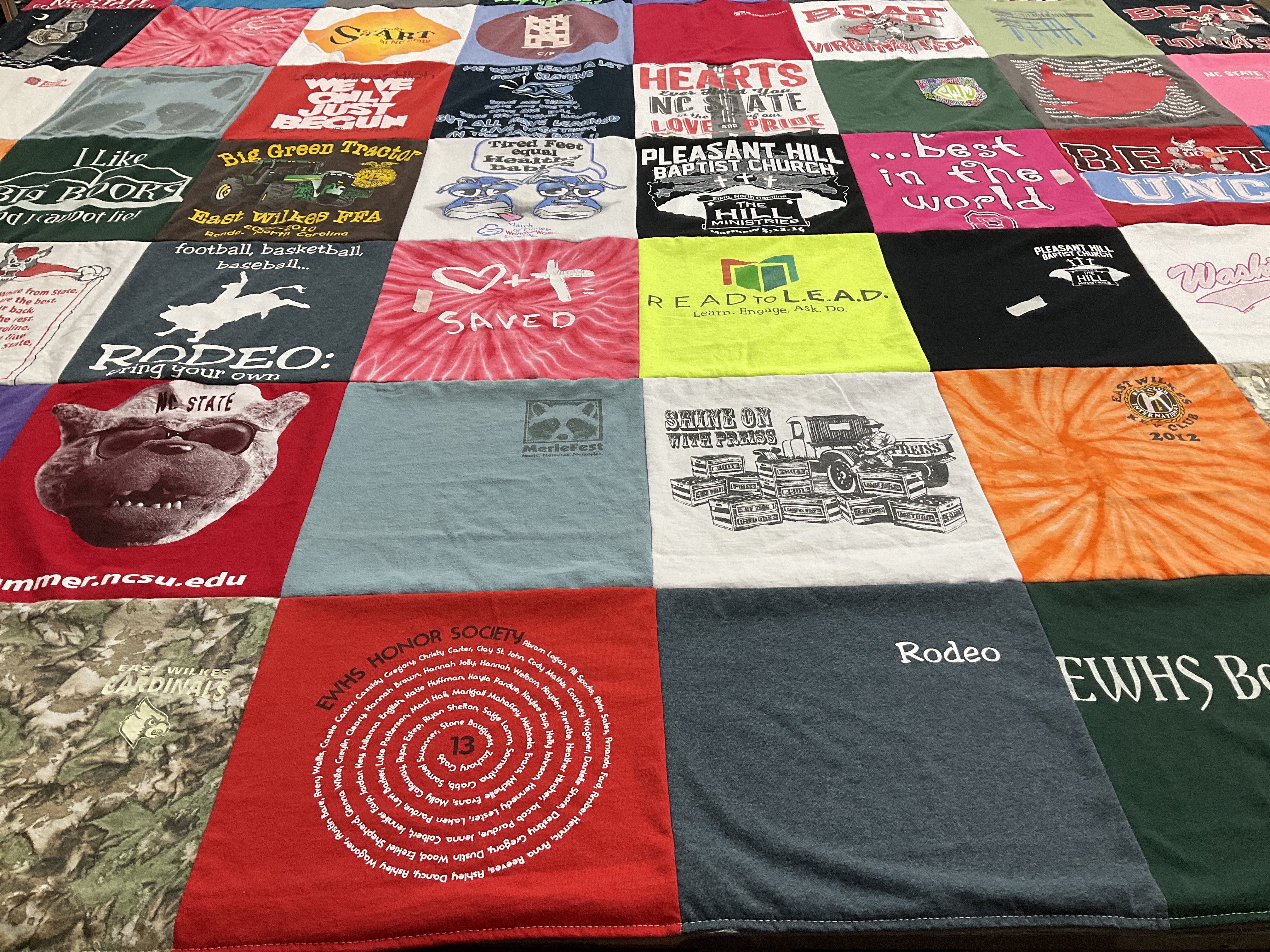 T-shirt quilt from east wilkes high school by Michelle from NC