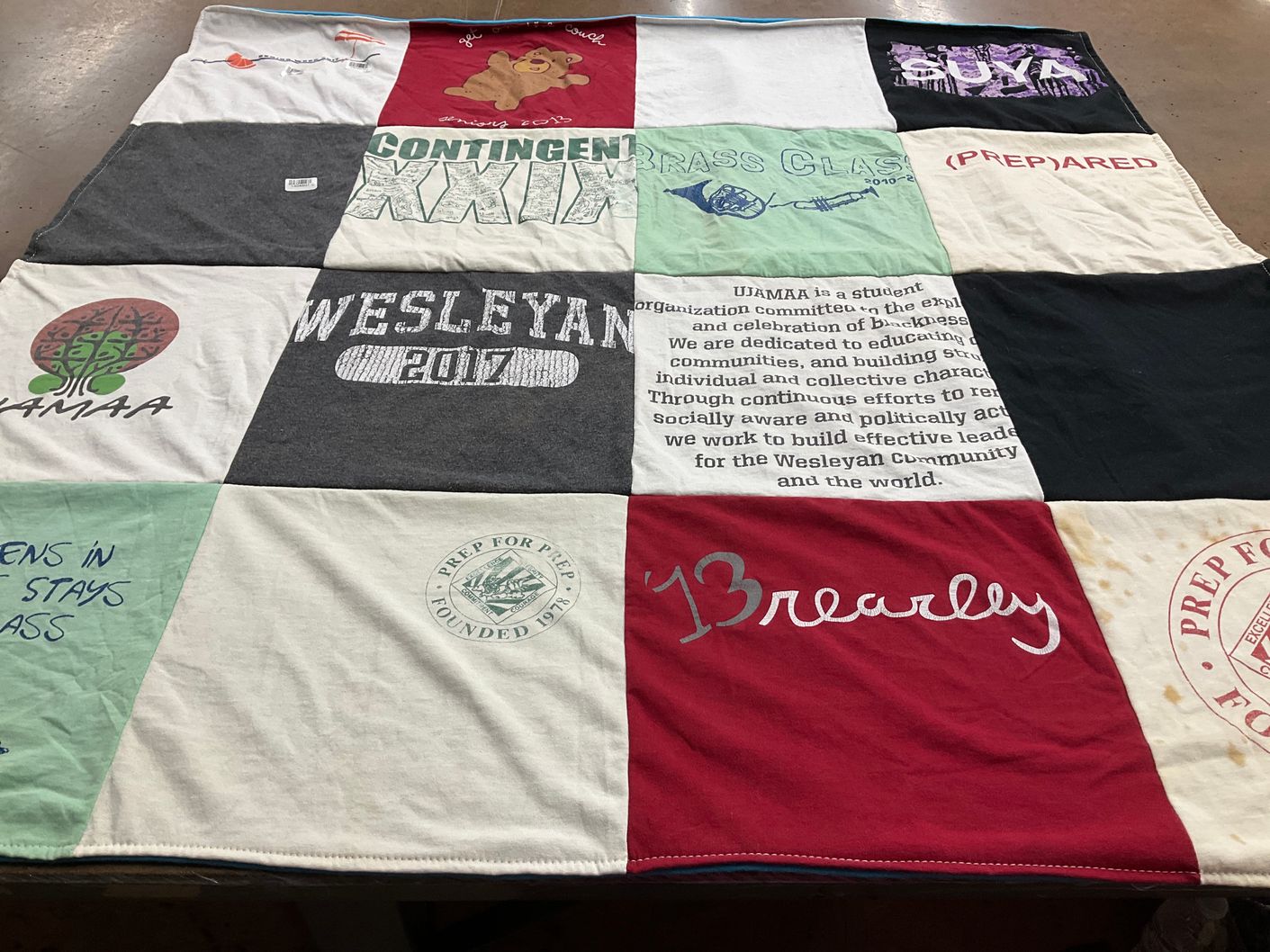 T-shirt quilt from wesleyan university, brearley school by Aliya from MO