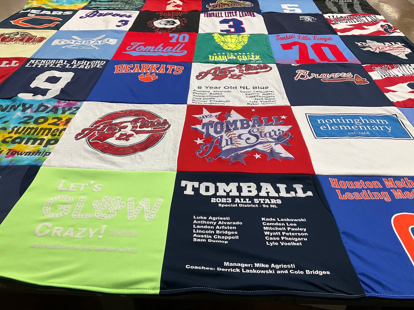 T-shirt quilt featuring tomball little league by Shelly from TX