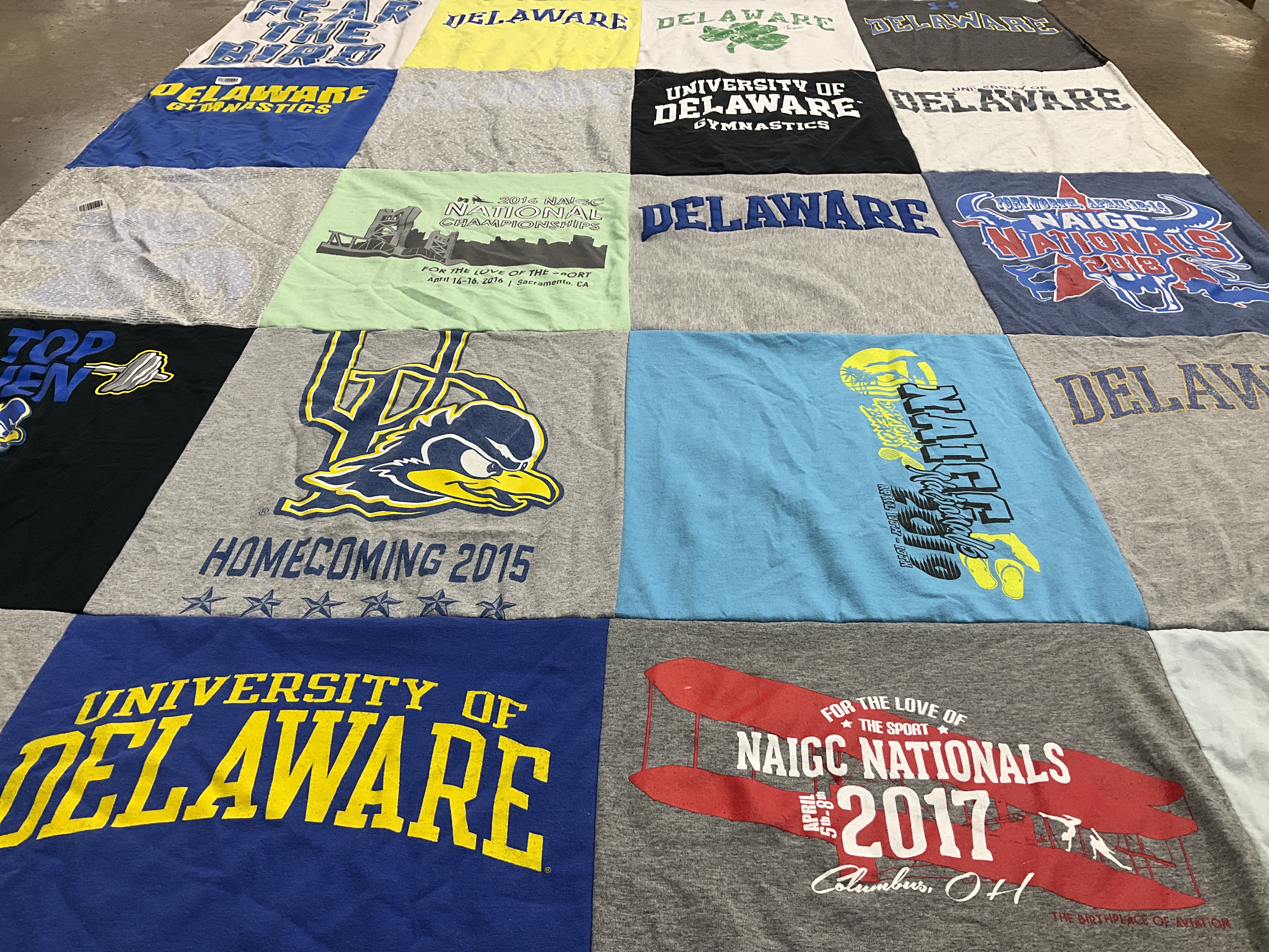 T-shirt quilt featuring university of delaware gymnastics by Alyssa from AZ