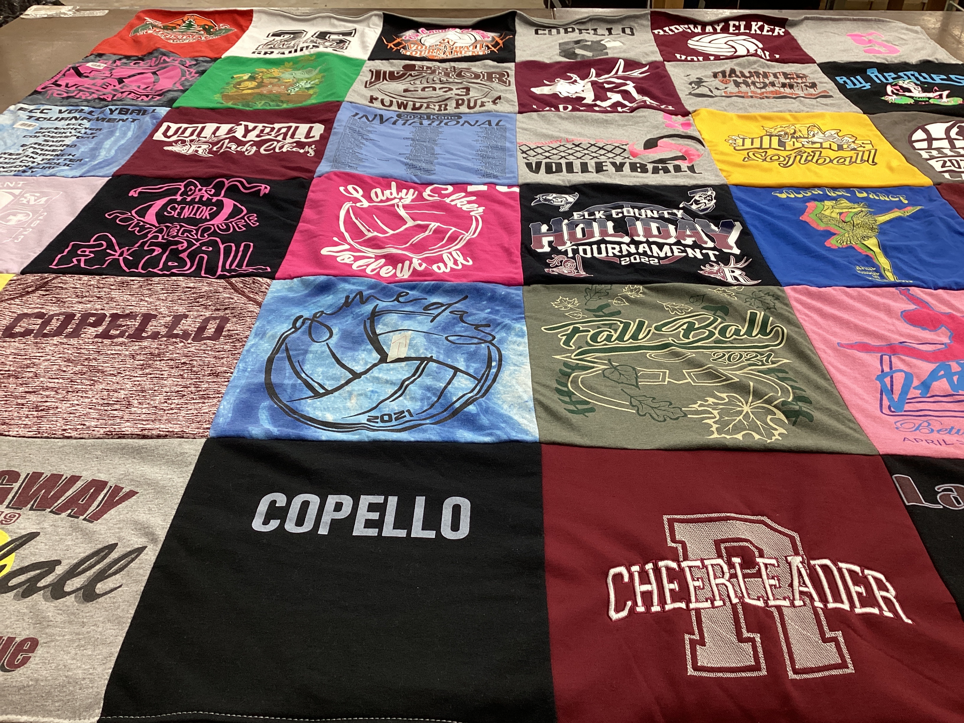 T-shirt quilt featuring copello ladies volleyball team, ladies elks volleyball team by Jennifer from PA