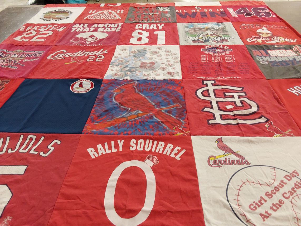 T-shirt quilt featuring st. louis cardinals by Ashley from IL