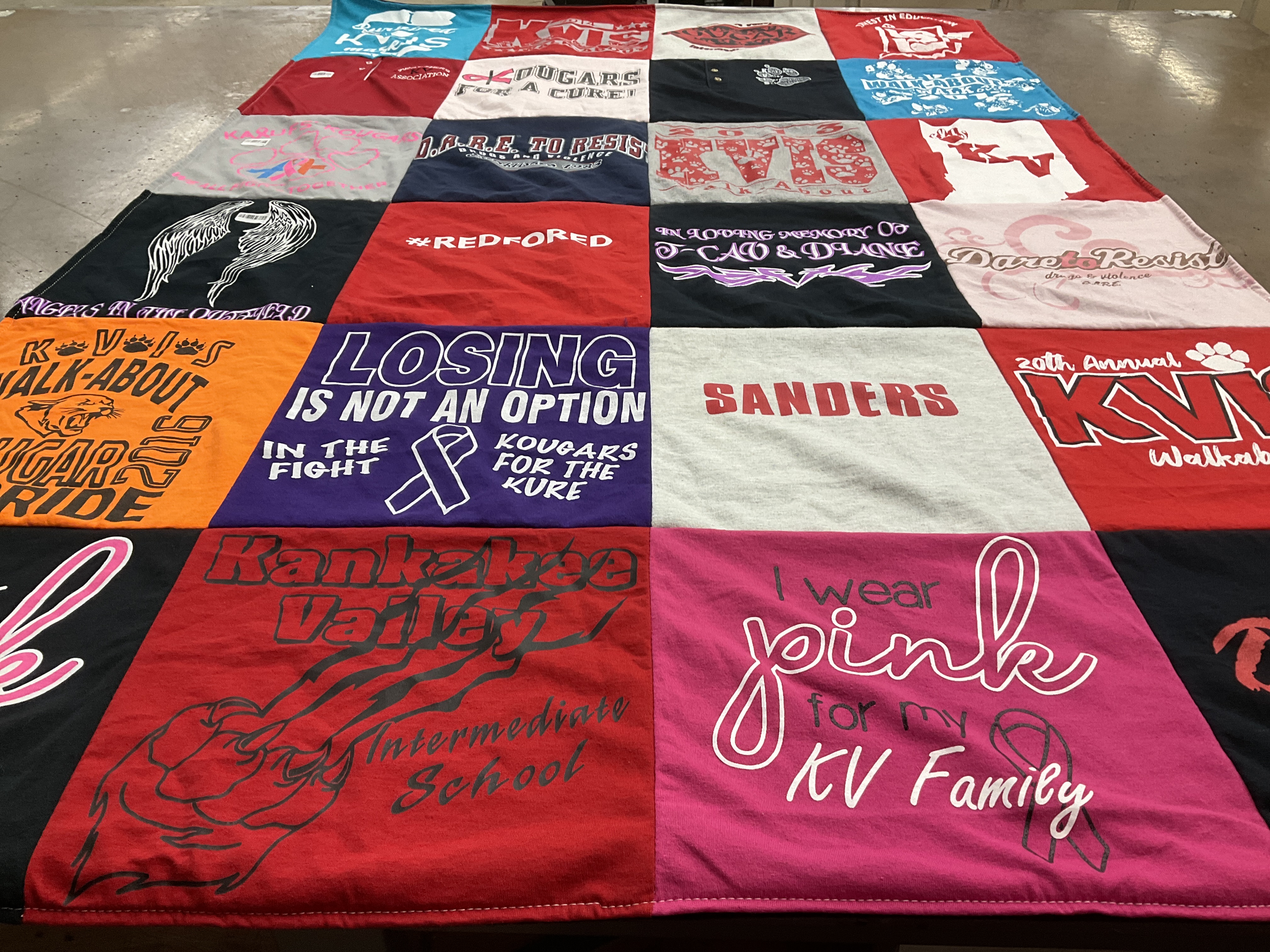 T-shirt quilt featuring kankakee valley cougars by Sheri from IN