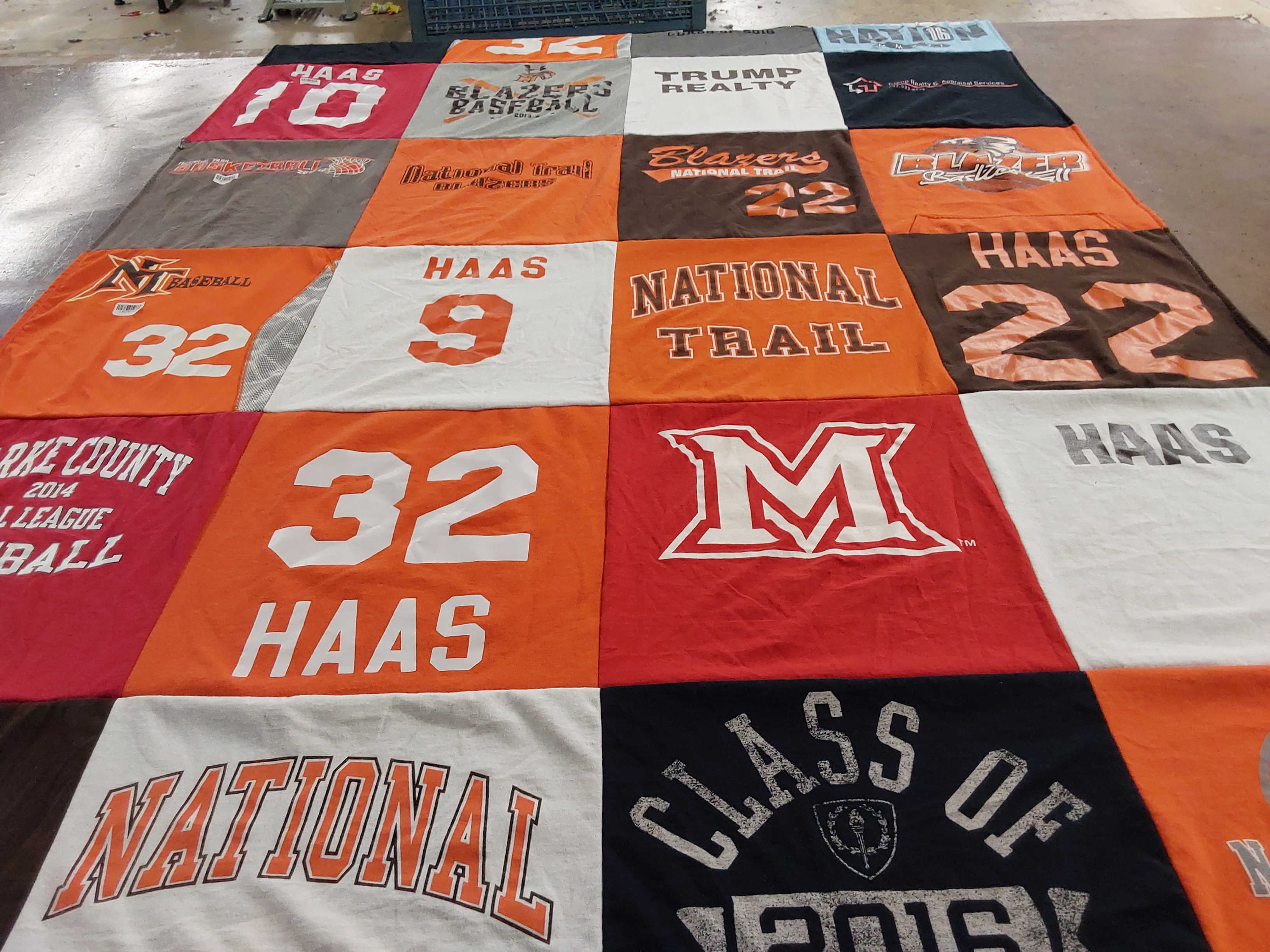 T-shirt quilt featuring blazers baseball, national trail by Amy from OH