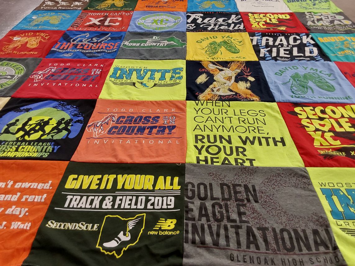 T-shirt quilt featuring track and field, cross country by Stephanie from OH
