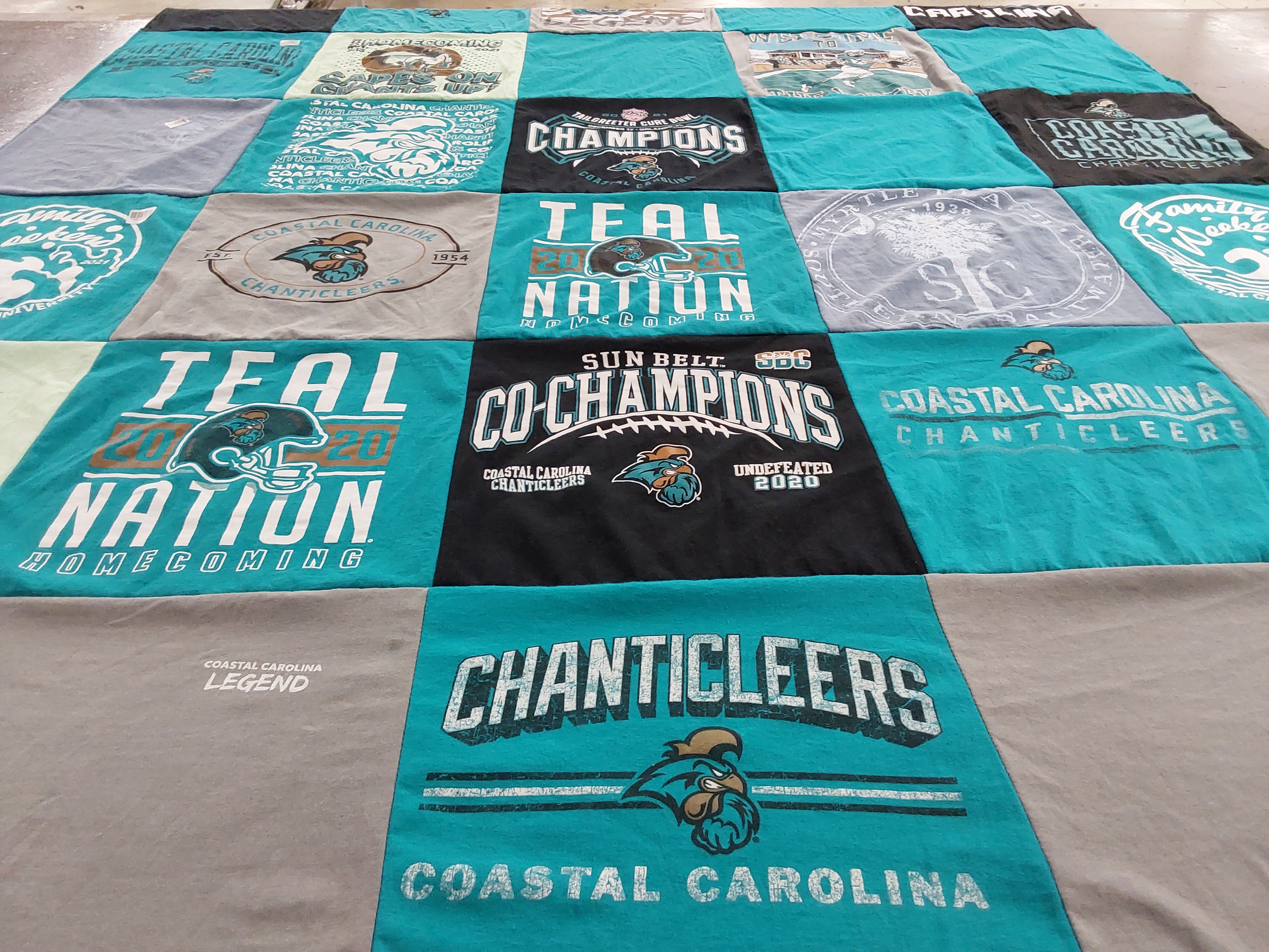 T-shirt quilt featuring coastal carolina chanticleers by Scott from VA