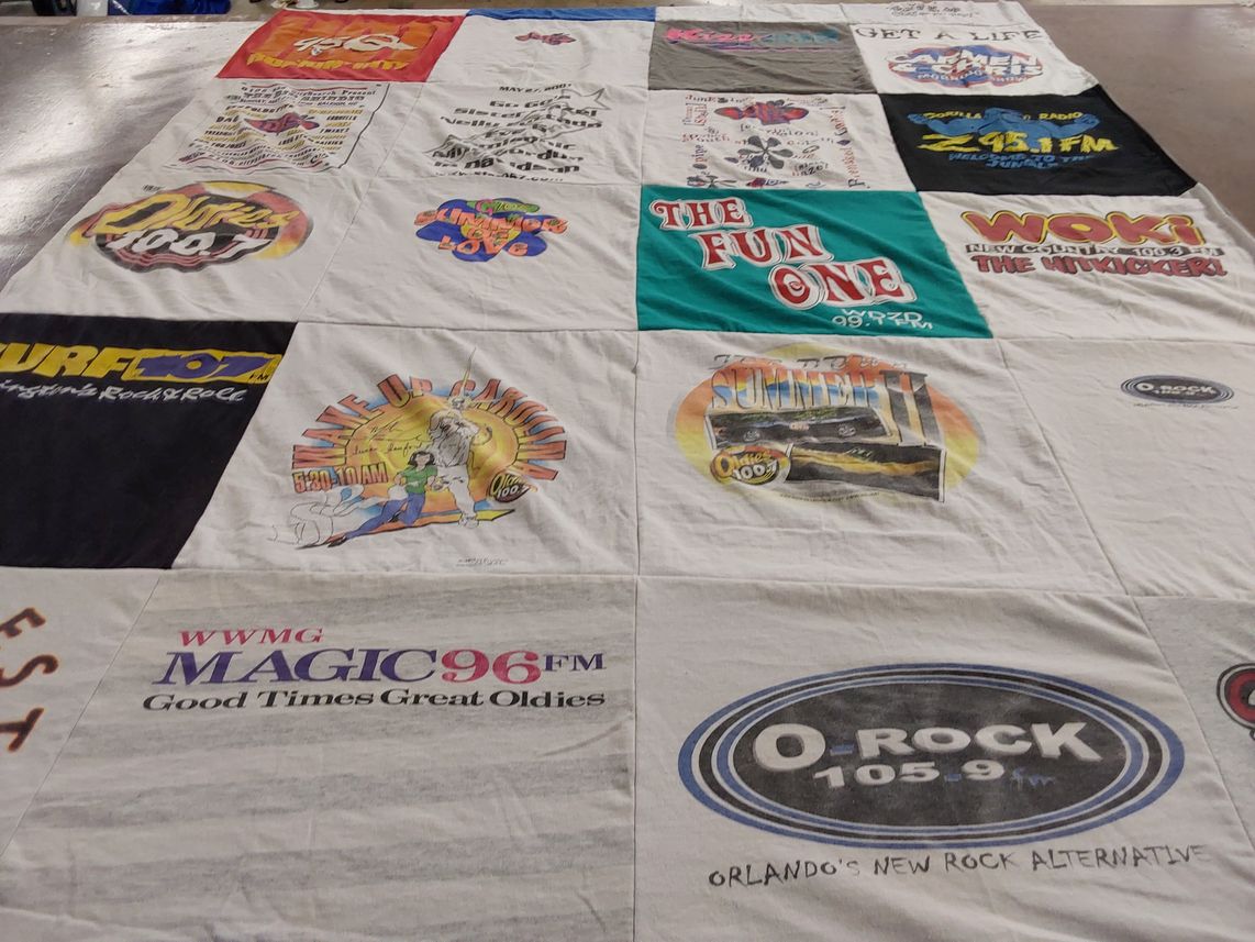 T-shirt quilt with music, radio themes by Melissa from FL