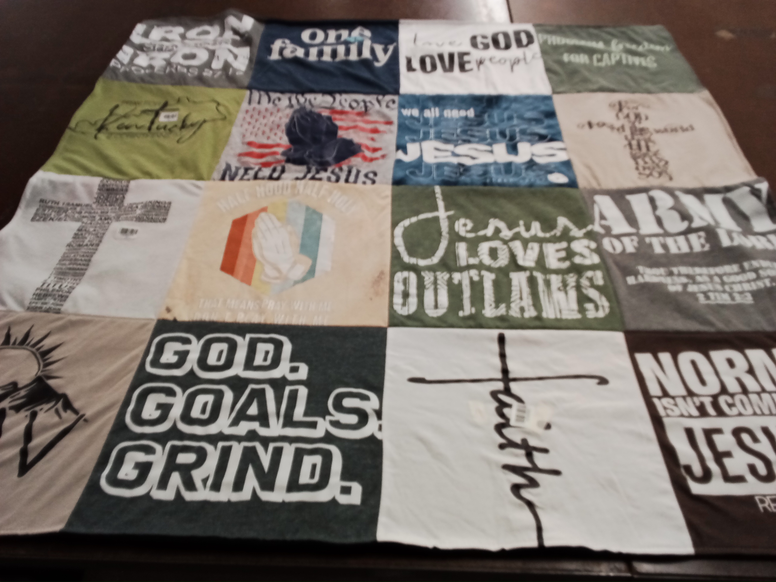 T-shirt quilt with religion, community themes by Todd from SC