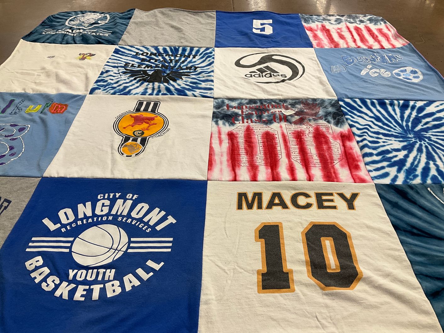T-shirt quilt featuring youth basketball by Macey from CO