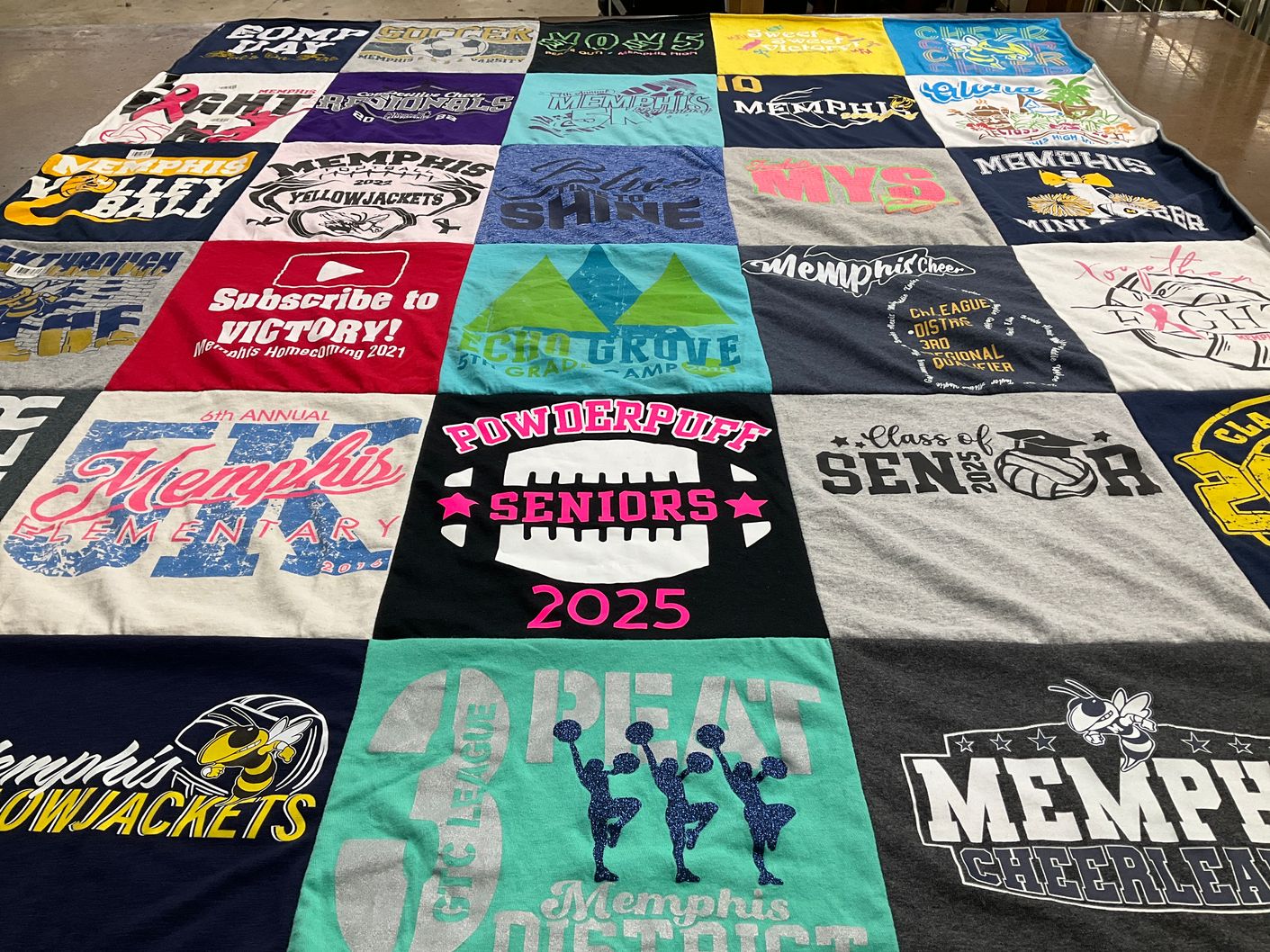 T-shirt quilt featuring memphis yellowjackets, memphis cheerleading by Andra from MI