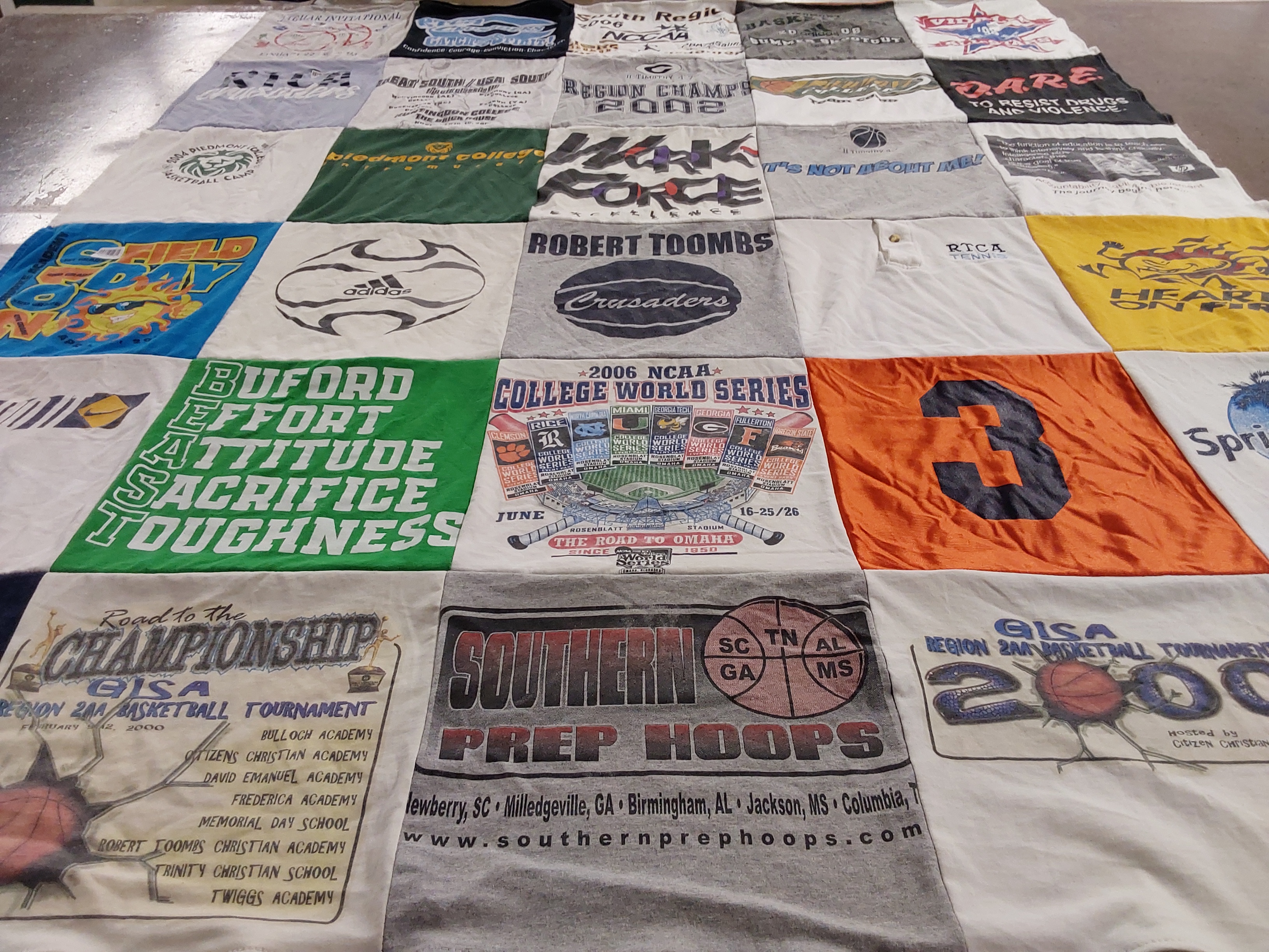 T-shirt quilt from clemson university, robert toombs christian academy by Lisa from GA