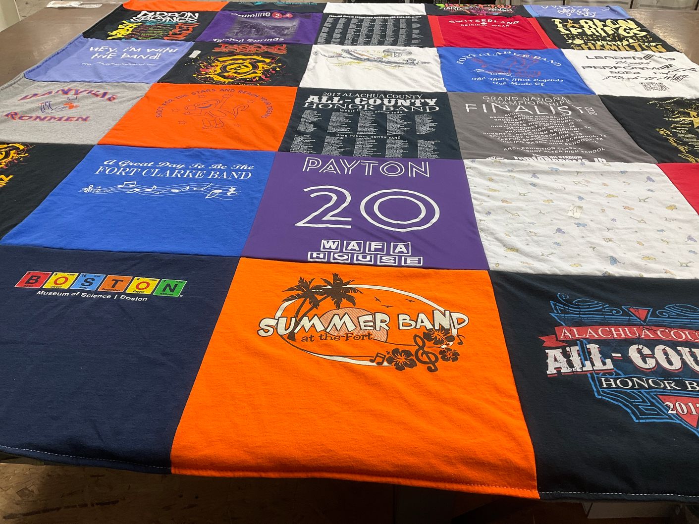 T-shirt quilt featuring alachua county band by Christy from PA