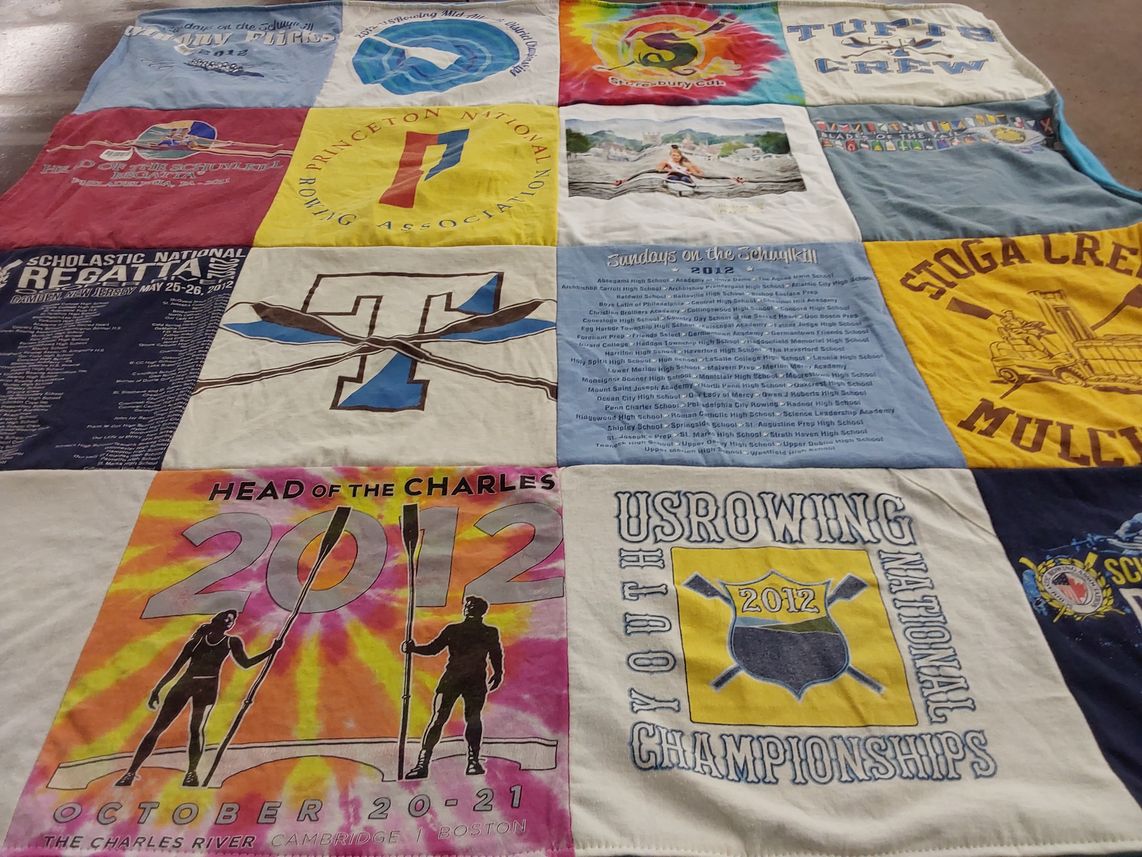 T-shirt quilt featuring stoga high school rowing team by julie from PA