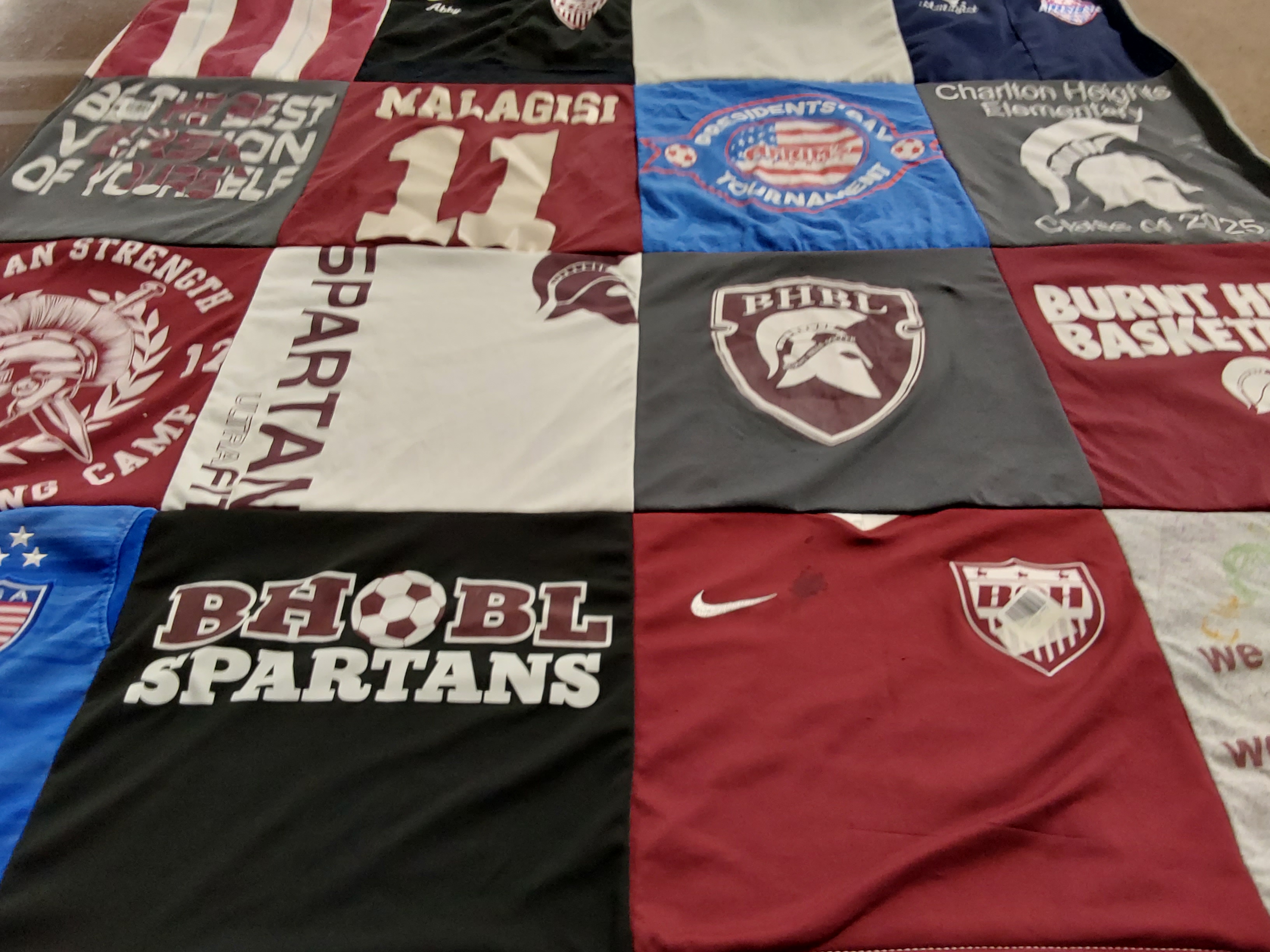 T-shirt quilt featuring bhobl spartans by a jake from NY