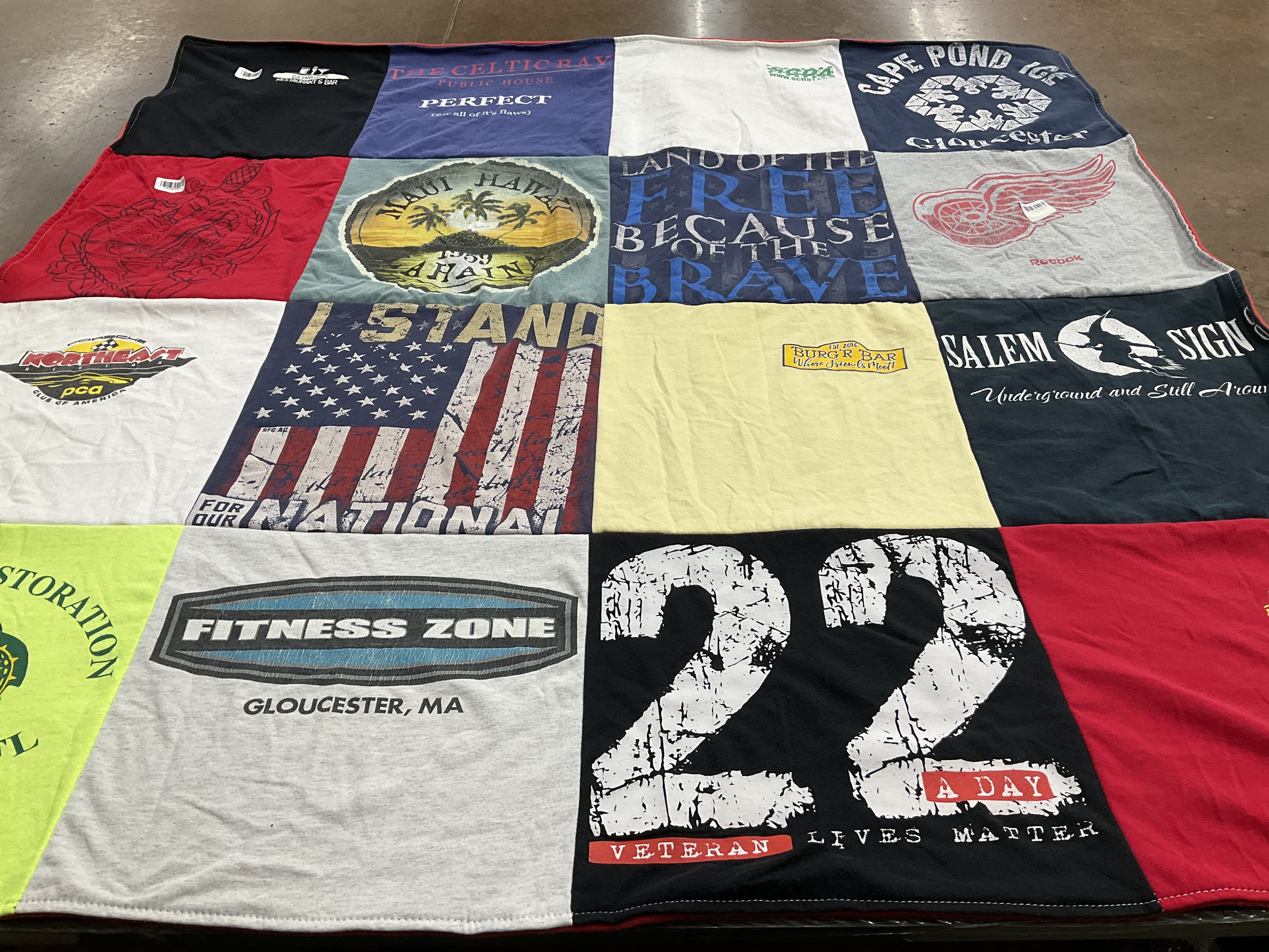 T-shirt quilt with fitness, patriotism themes by Alison from MA