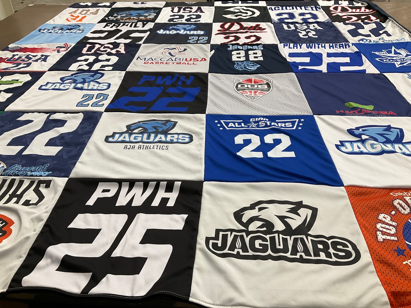 T-shirt quilt featuring jaguars by Shoshana from GA