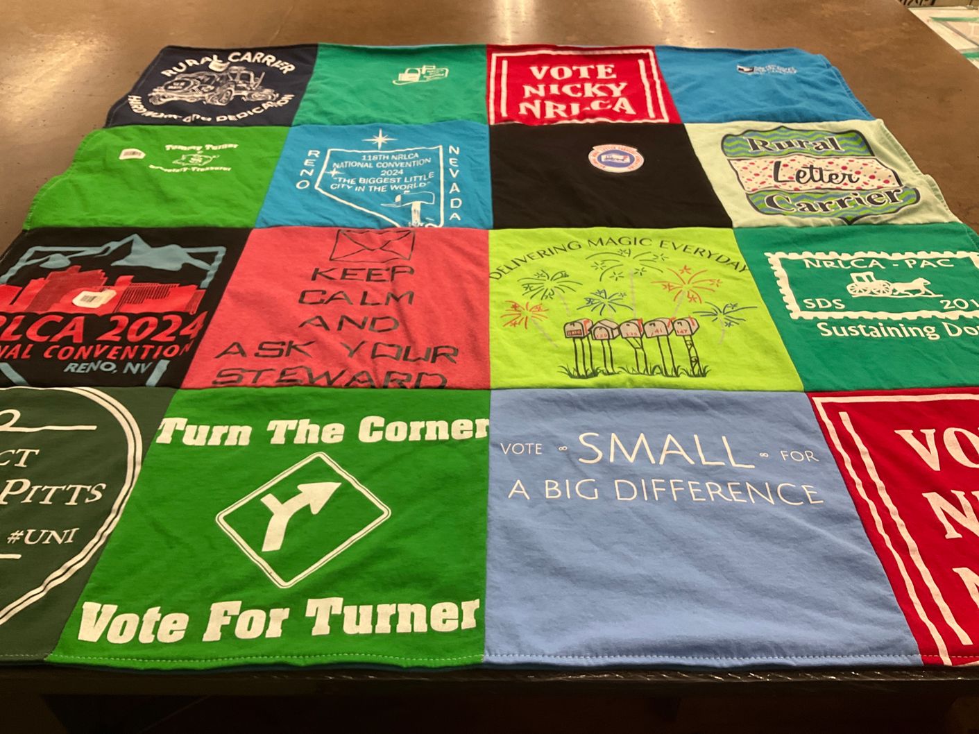 T-shirt quilt with politics, community service themes by Beth from SC
