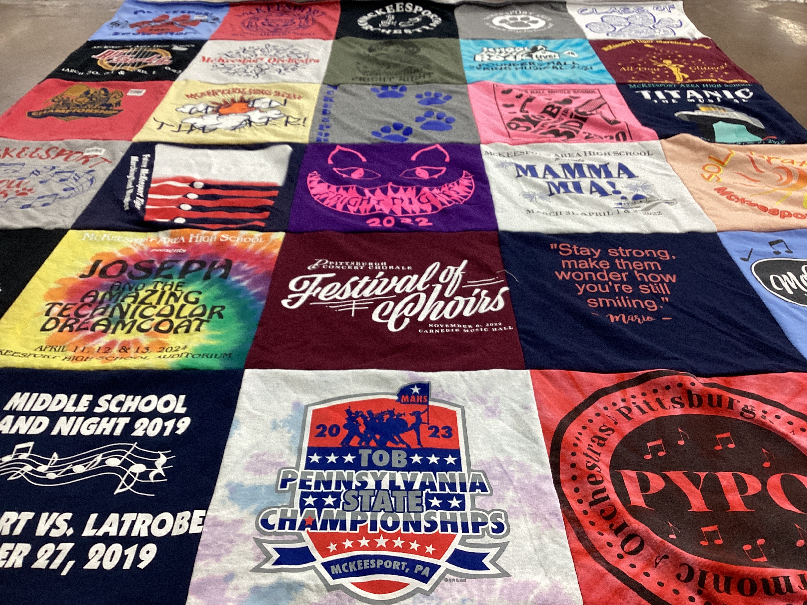 T-shirt quilt from mckeesport area high school by Gillian from PA