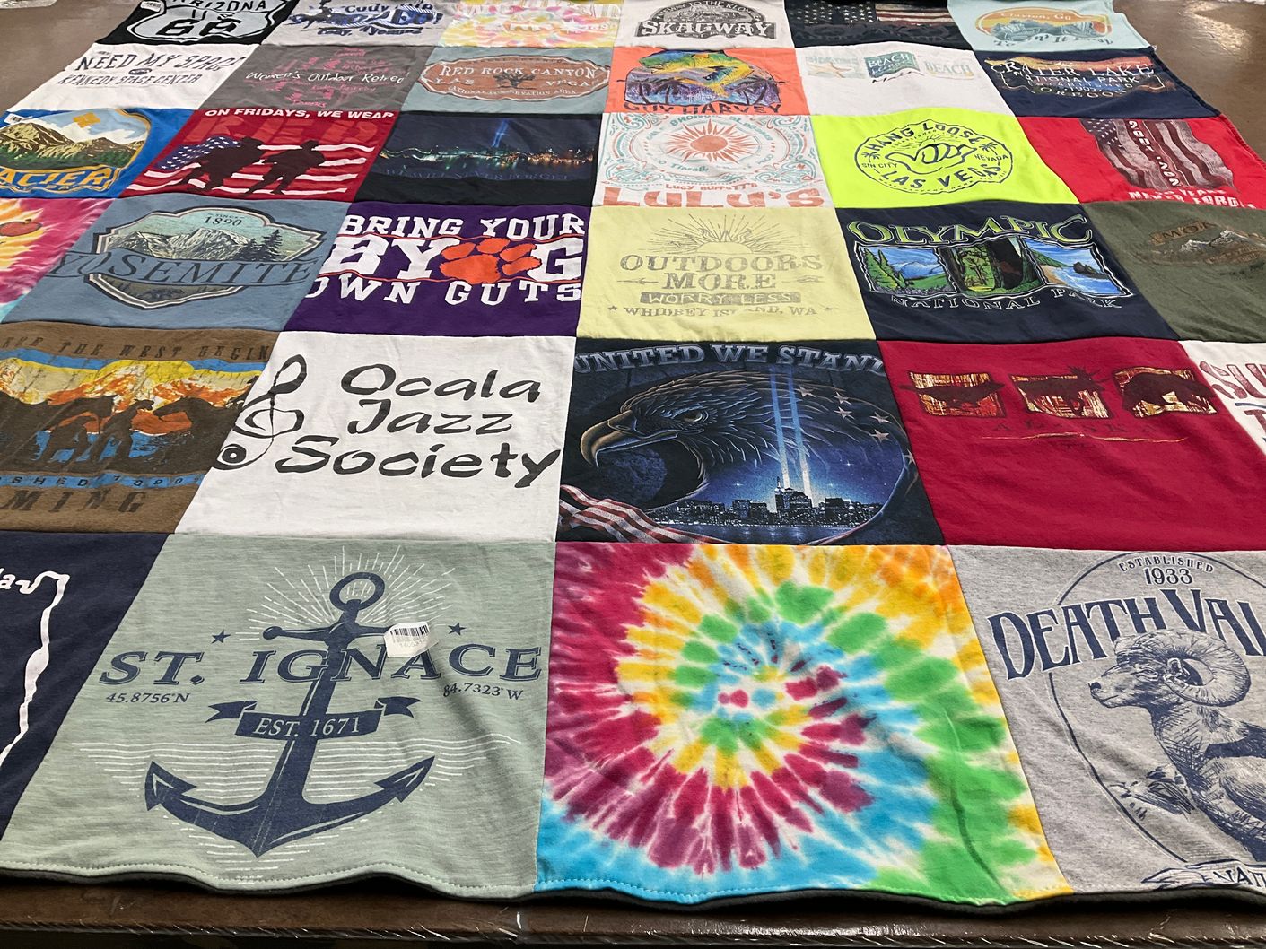 T-shirt quilt with jazz music, outdoor activities themes by Margaret from SC