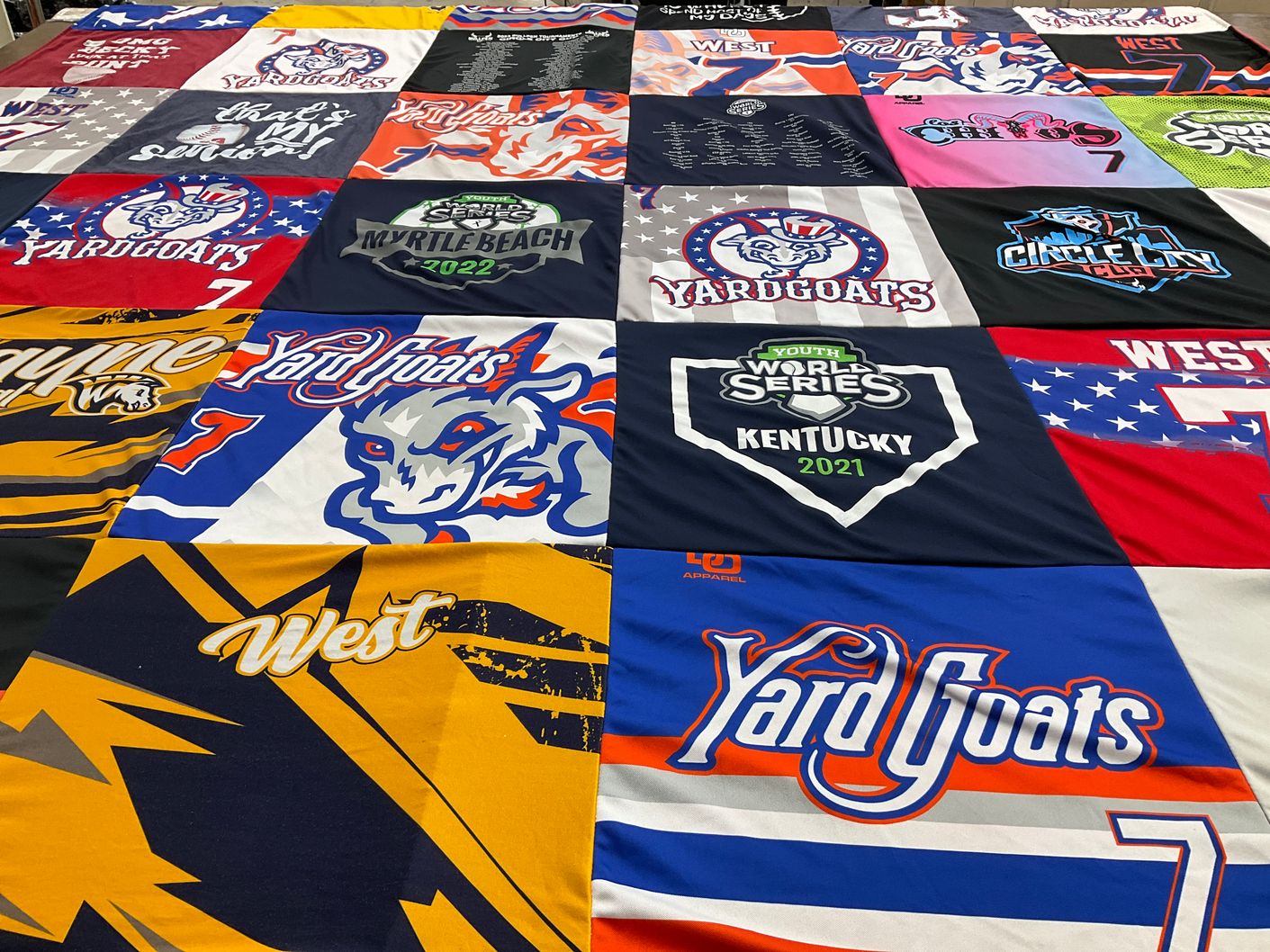 T-shirt quilt featuring yardgoats by Jennifer from MI