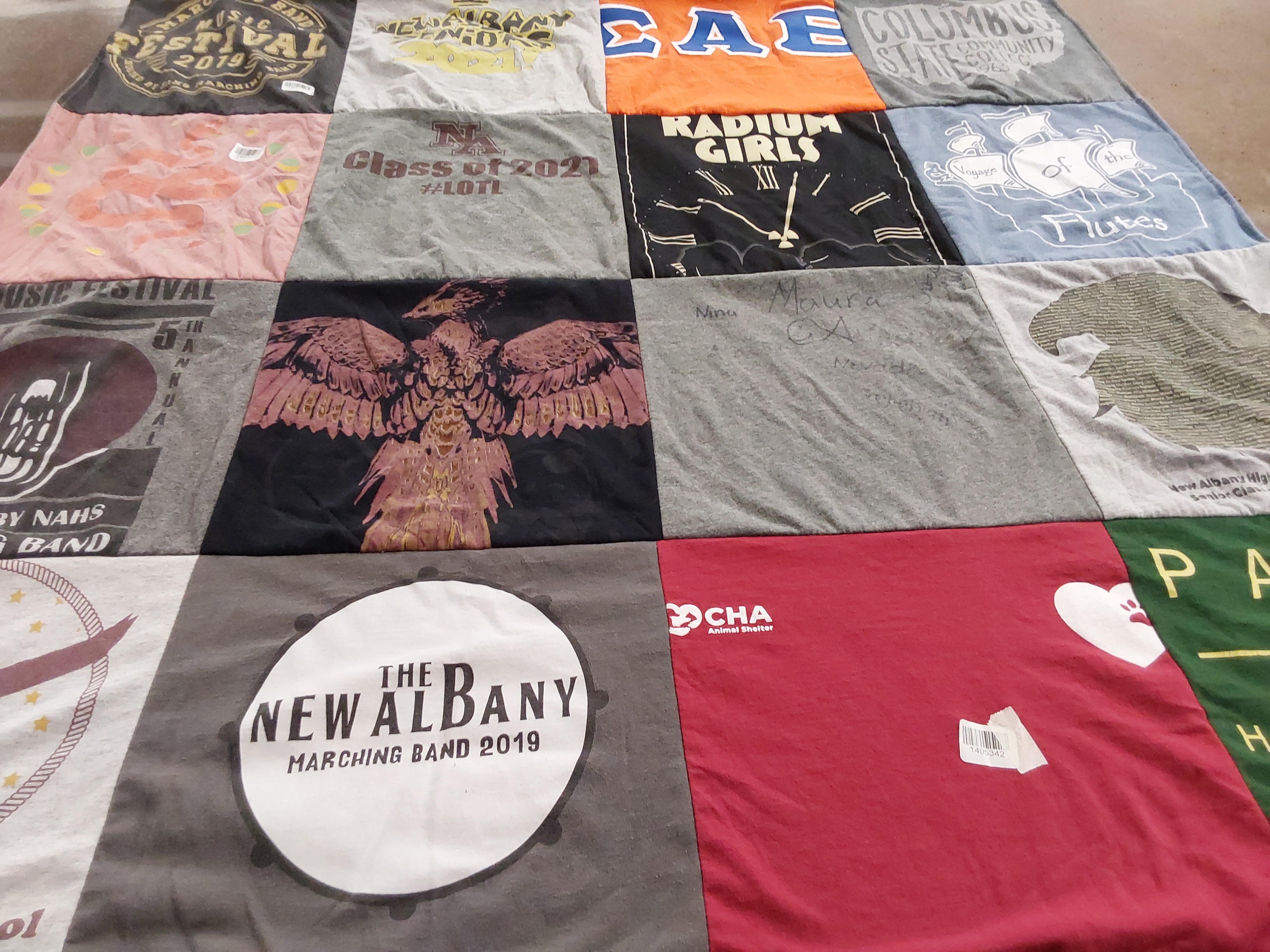 T-shirt quilt featuring new albany marching band by Elisabeth from OH