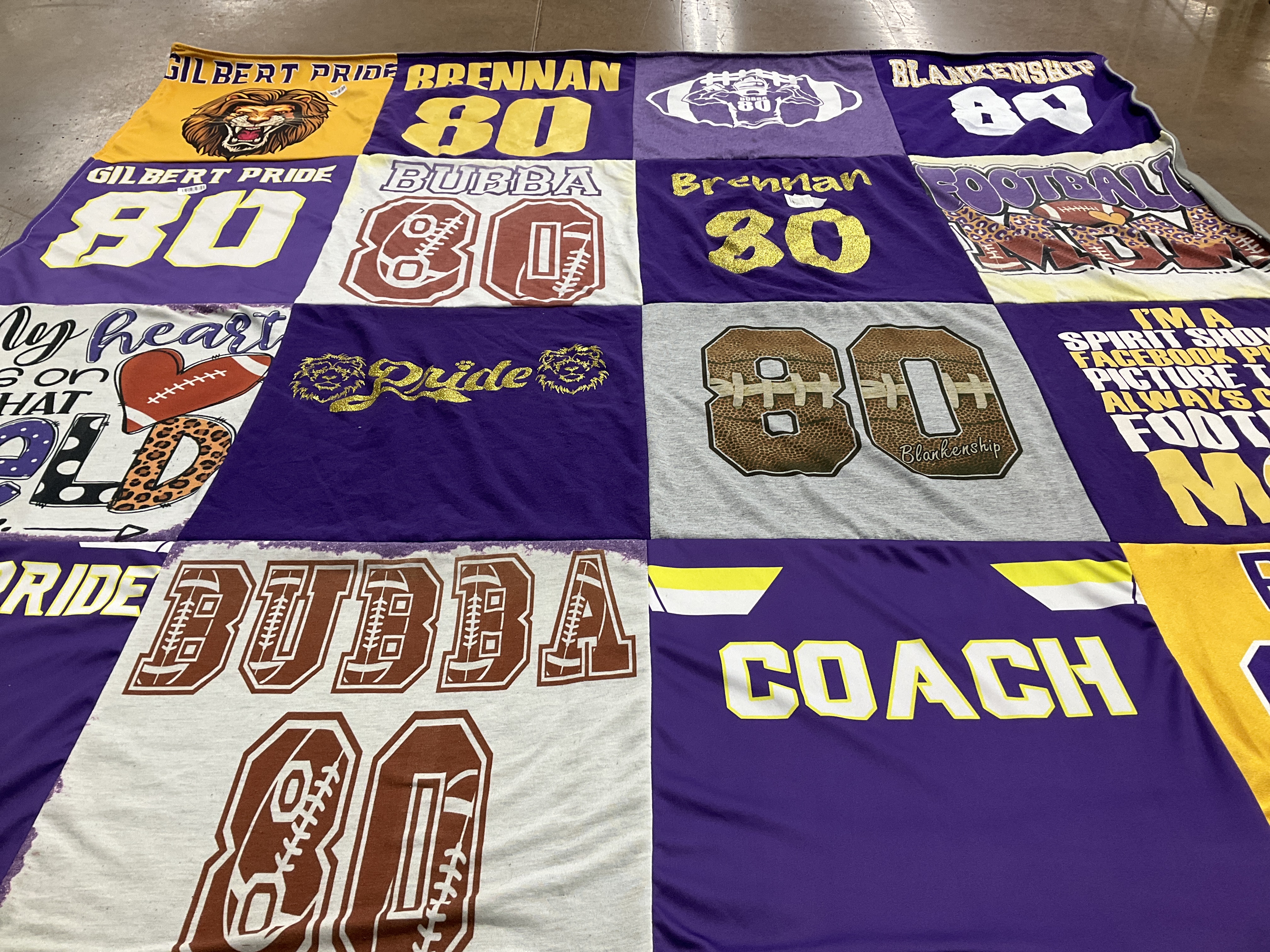 T-shirt quilt with sports, football themes by Brianna from WV