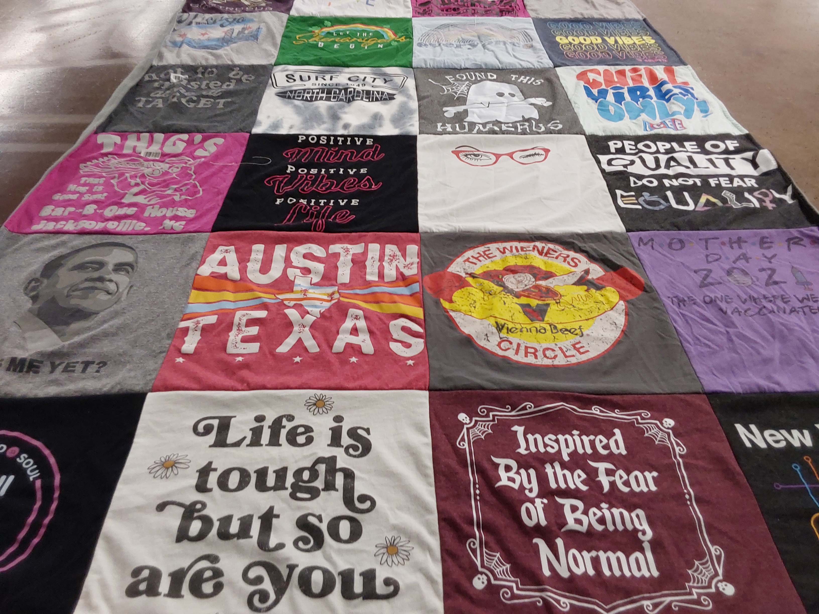 T-shirt quilt with lgbt, equality themes by Stacey from NC