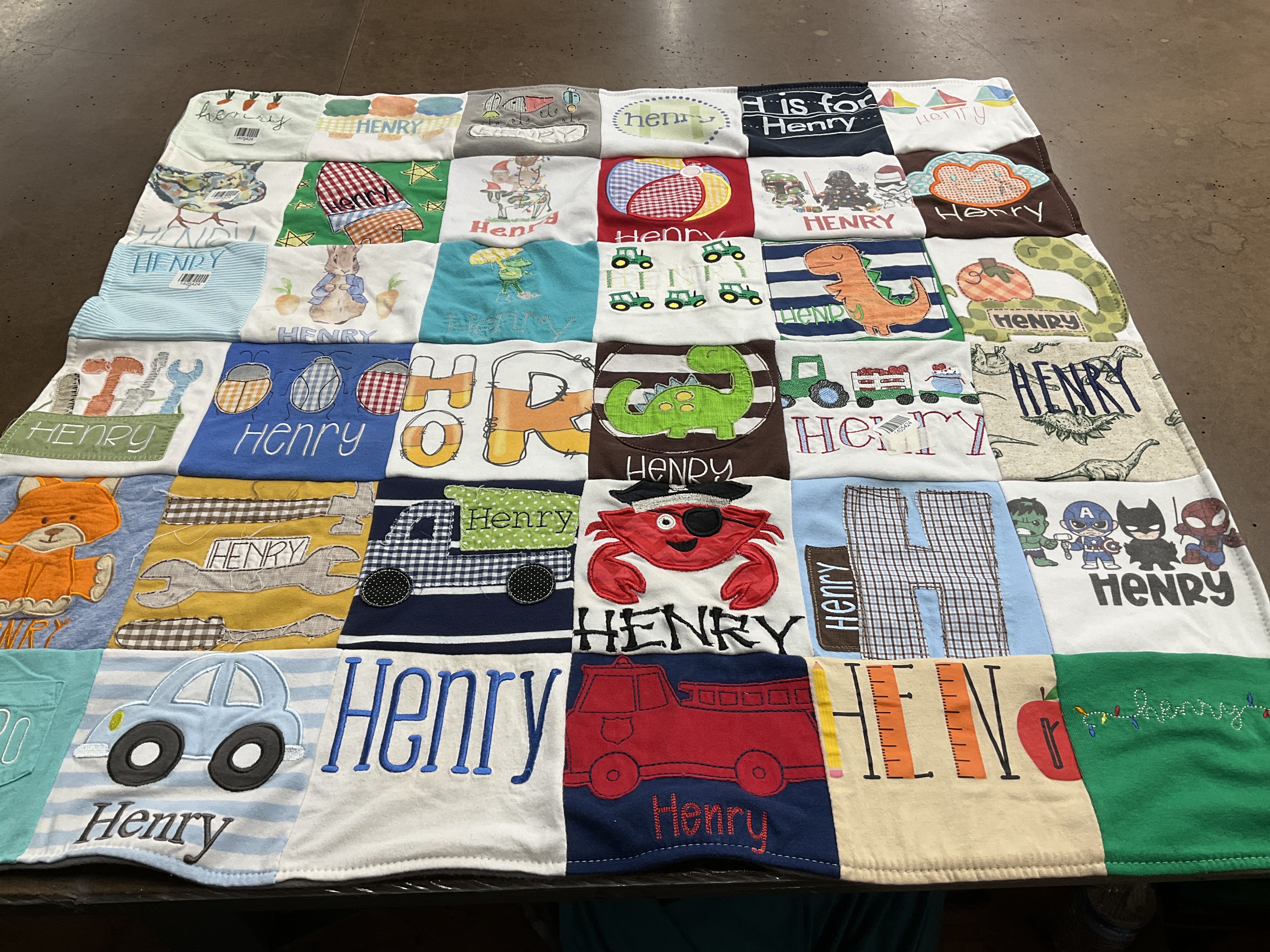 T-shirt quilt with children, animals themes by Victoria from AR