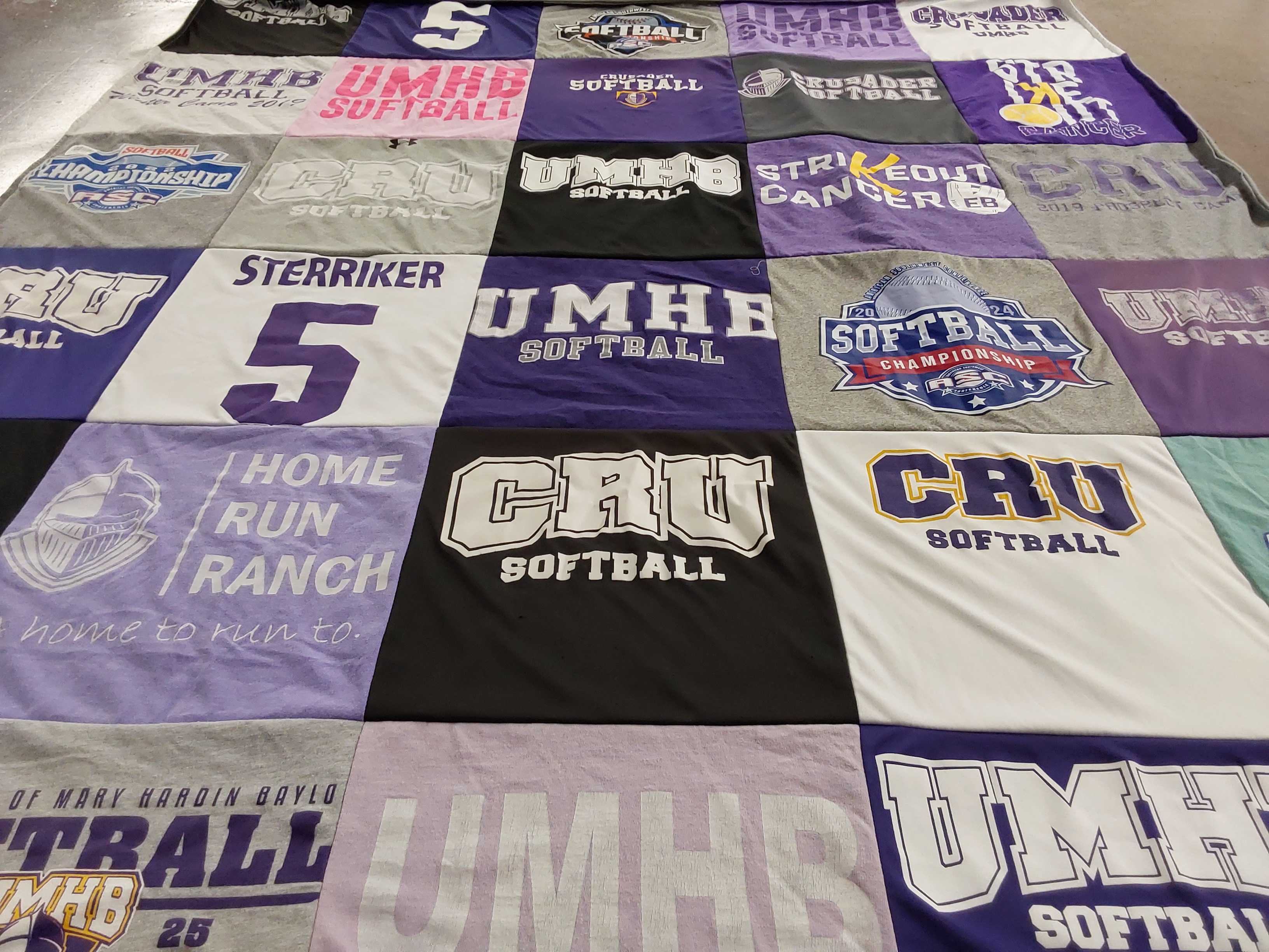 T-shirt quilt featuring cru softball by Jennifer from TX