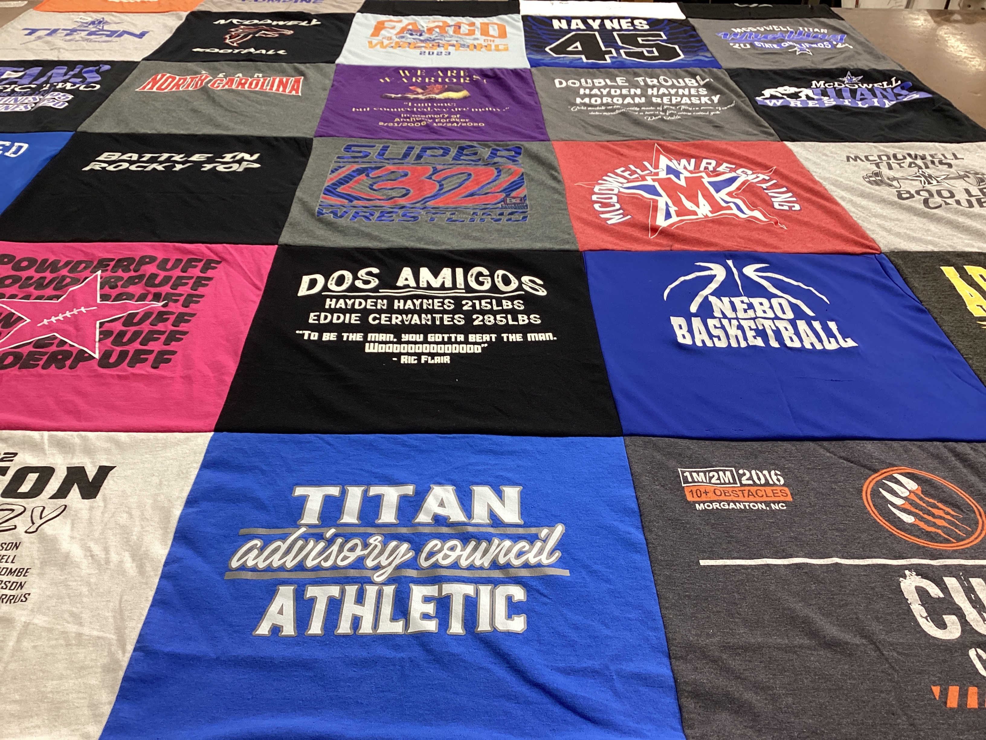 T-shirt quilt featuring mcdowell wrestling by Krystal from NC