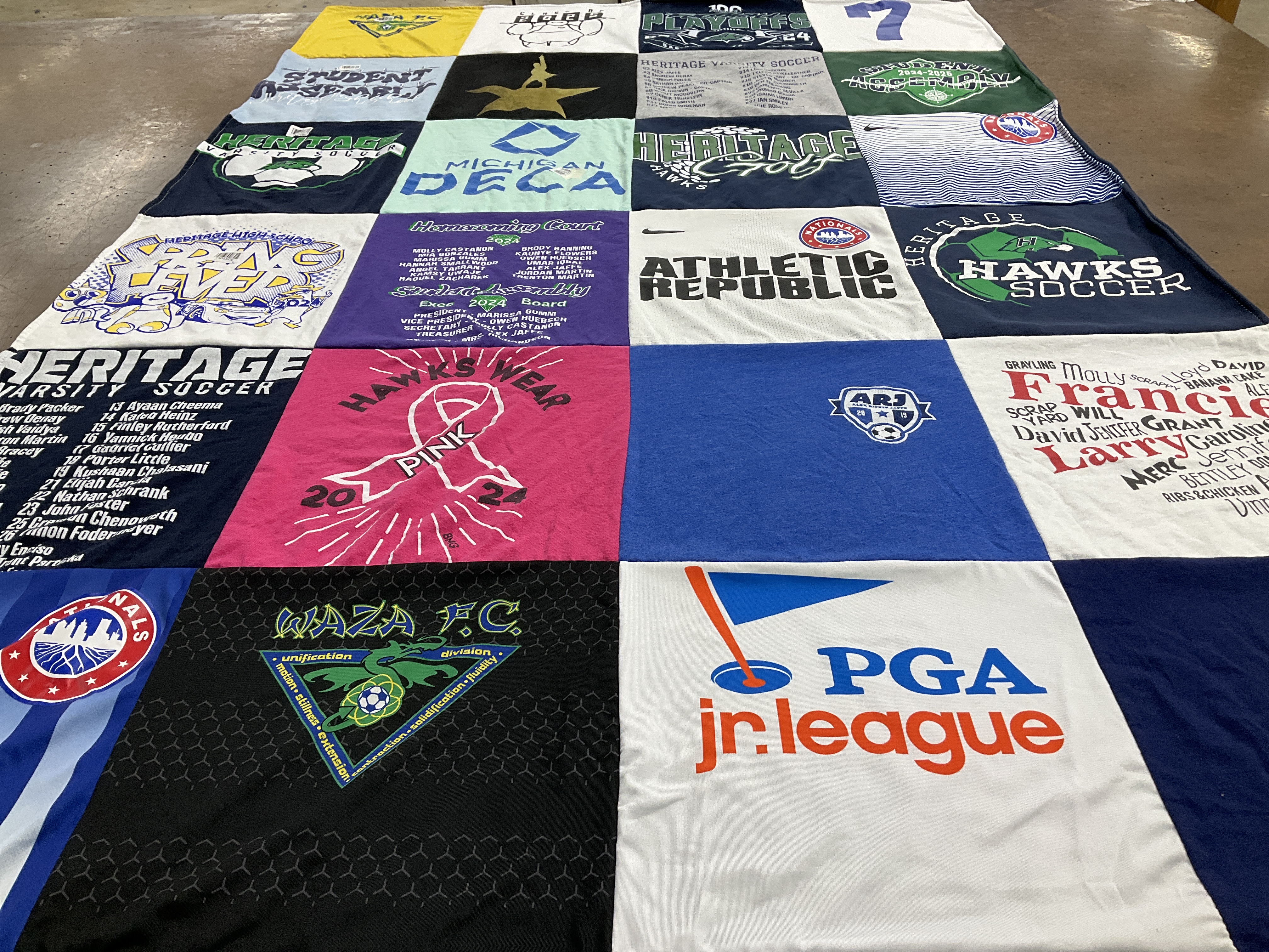 T-shirt quilt featuring waza fc, hawks soccer by Jennifer from MI