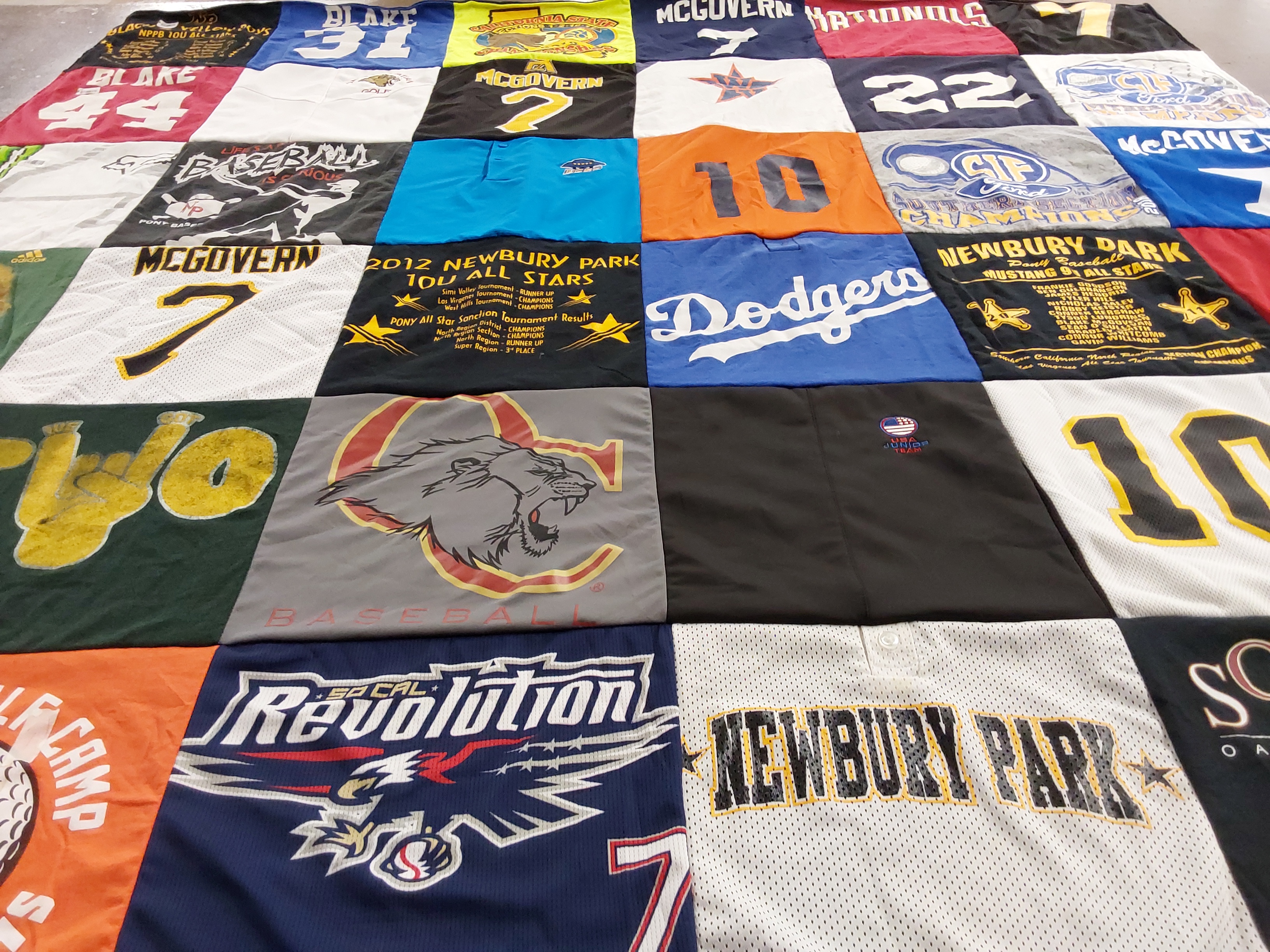 T-shirt quilt featuring newbury park all stars by Julie from KS