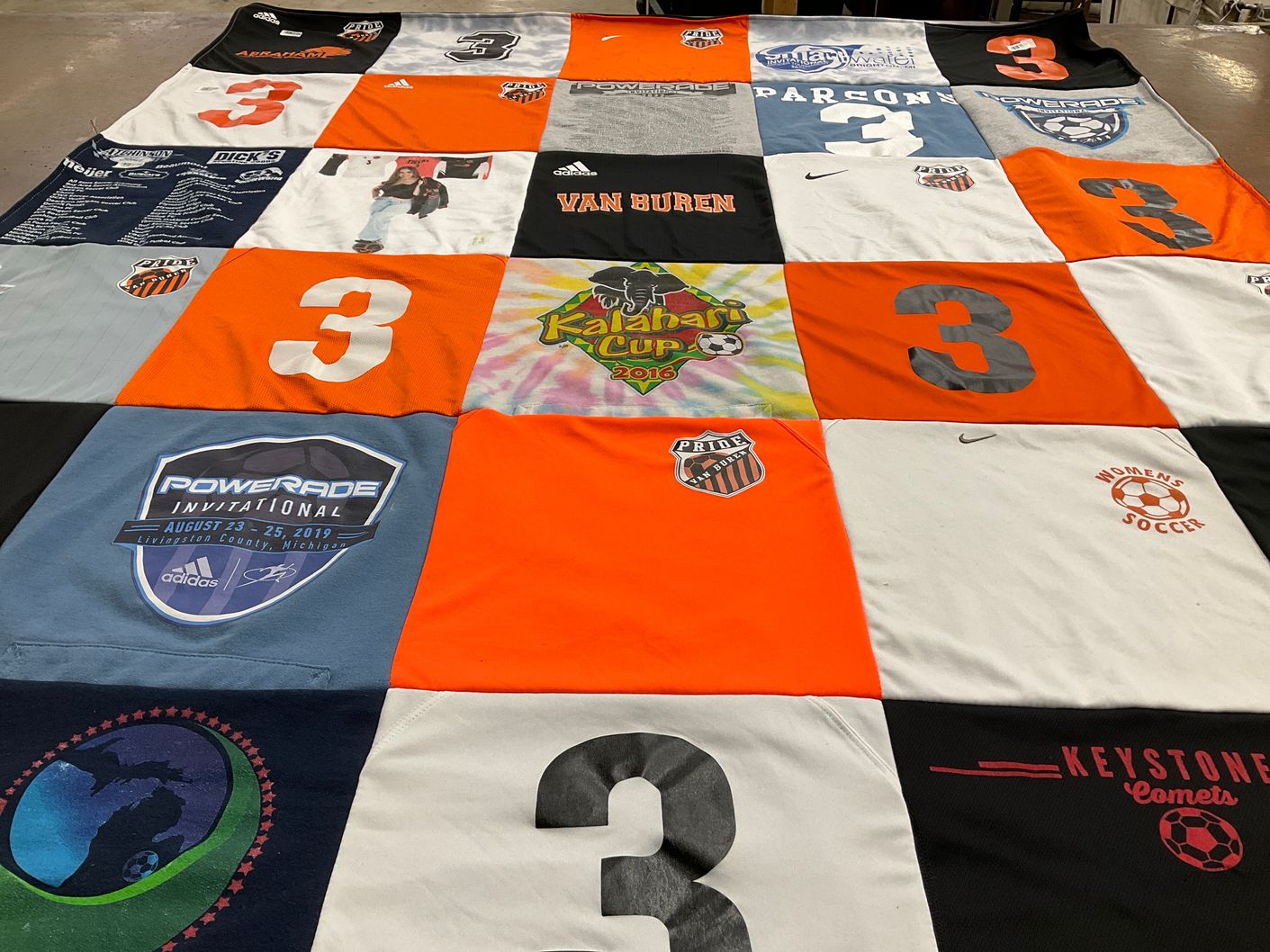 T-shirt quilt featuring keystone comets by Christa from MI