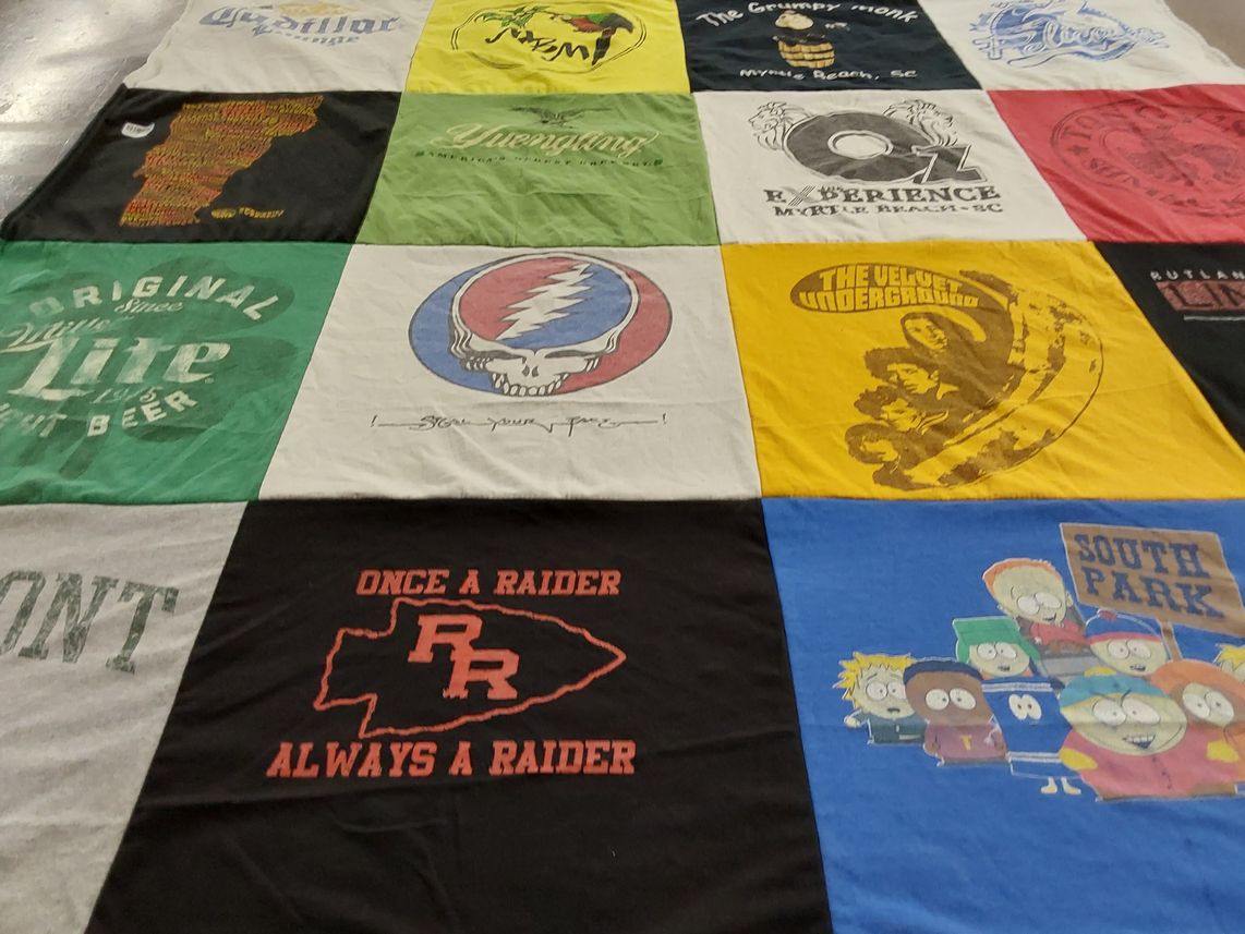 T-shirt quilt featuring raider high school by Linda from VT
