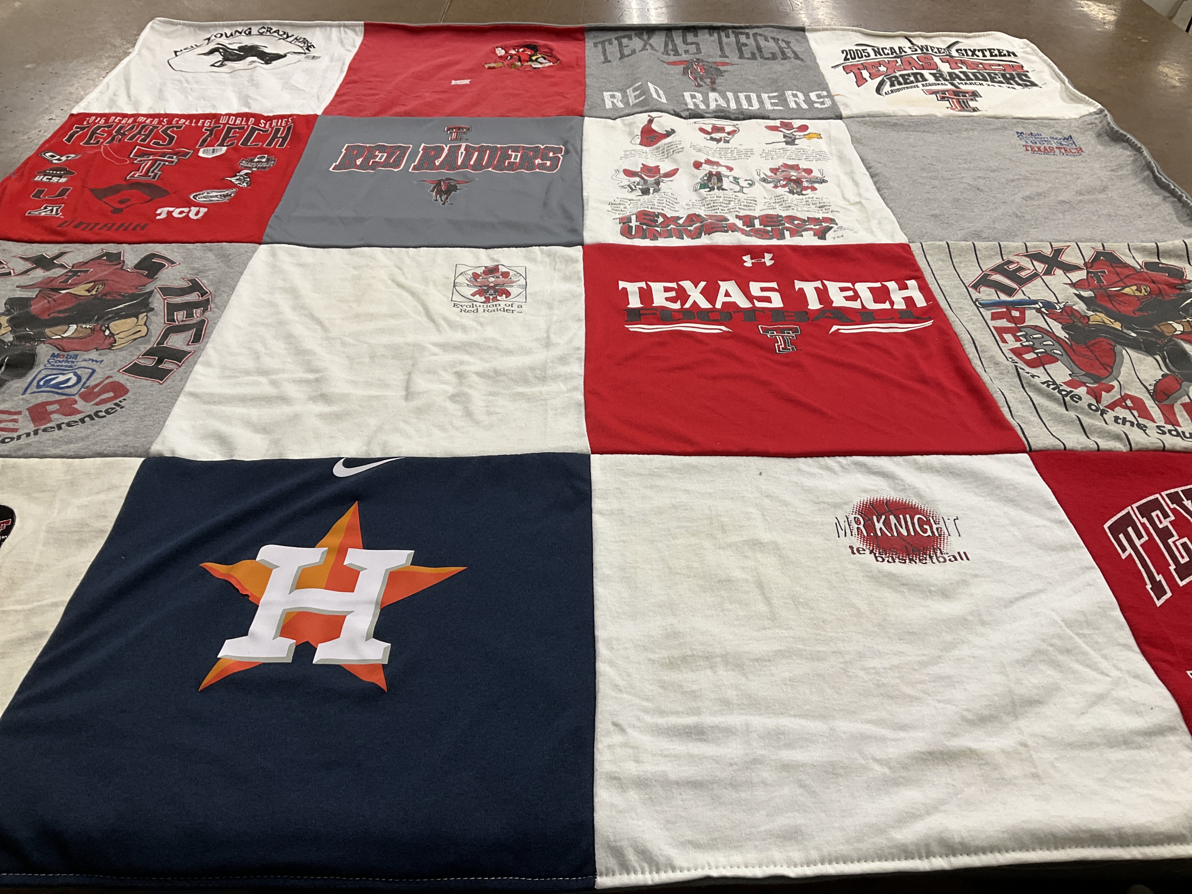 T-shirt quilt featuring red raiders by Debbie  from TX