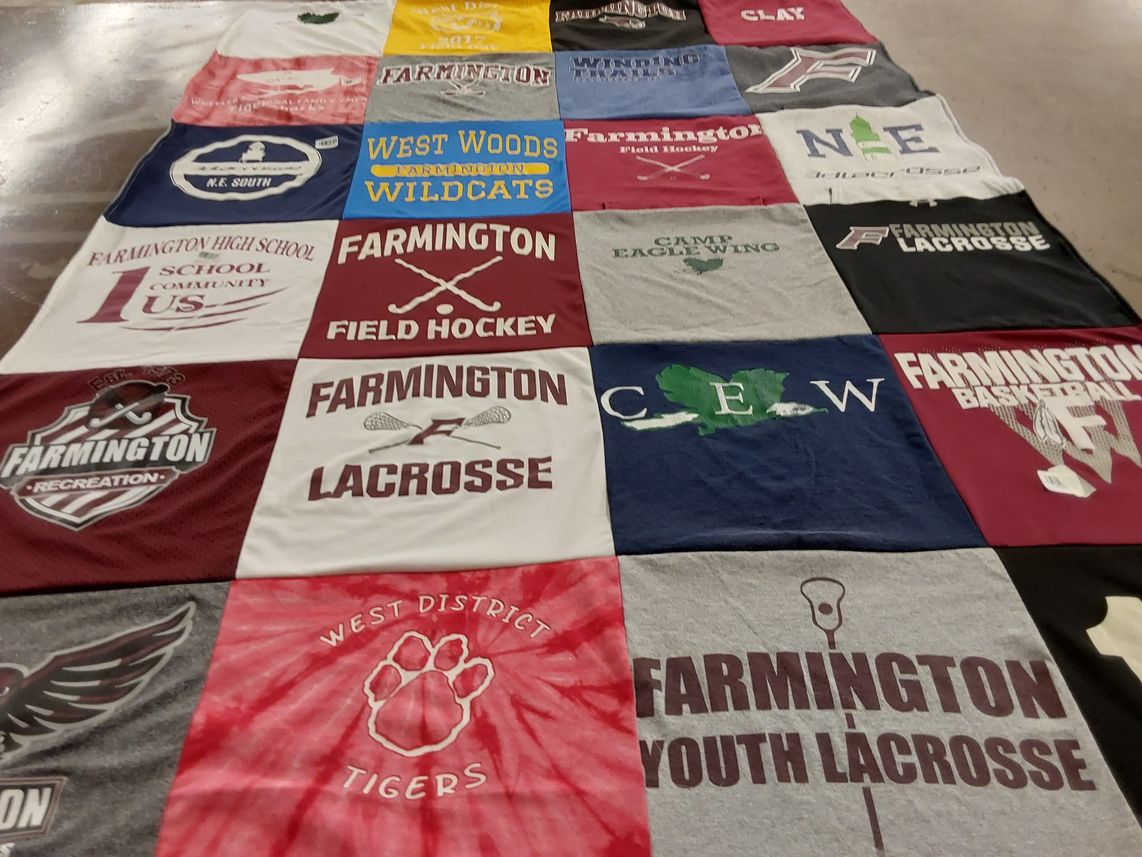 T-shirt quilt featuring farmington lacrosse, farmington field hockey by Adele from CT