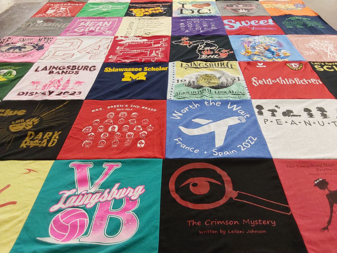 T-shirt quilt featuring laingsburg volleyball team by Lisa from MI